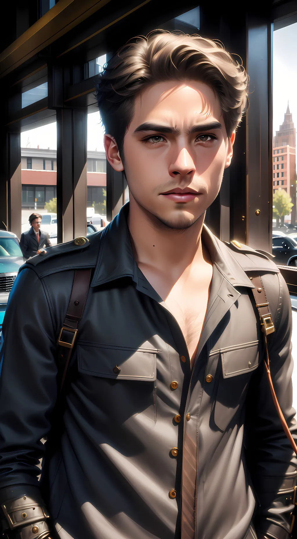 ai character: Dylan Sprouse  background