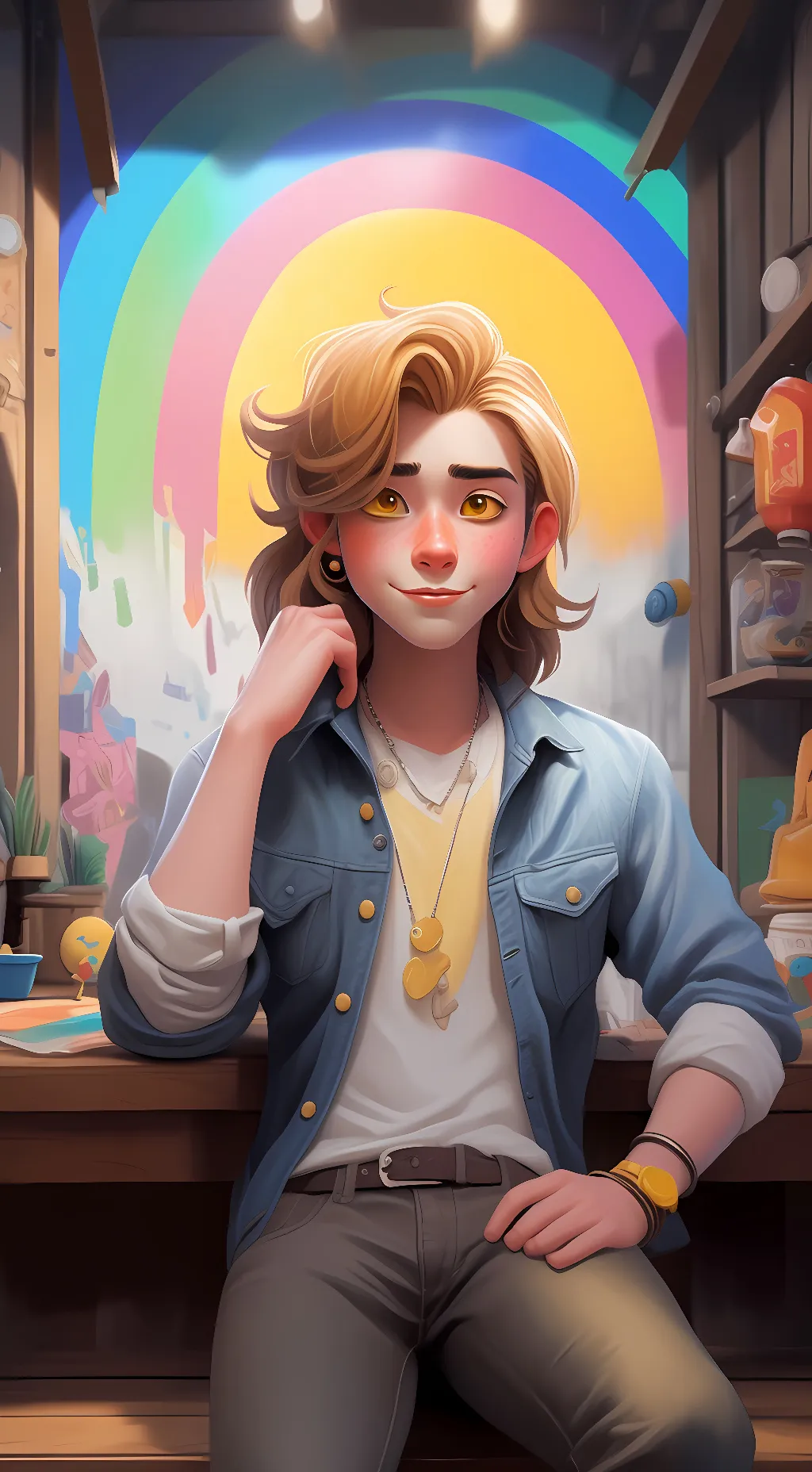 ai character: Yellow background