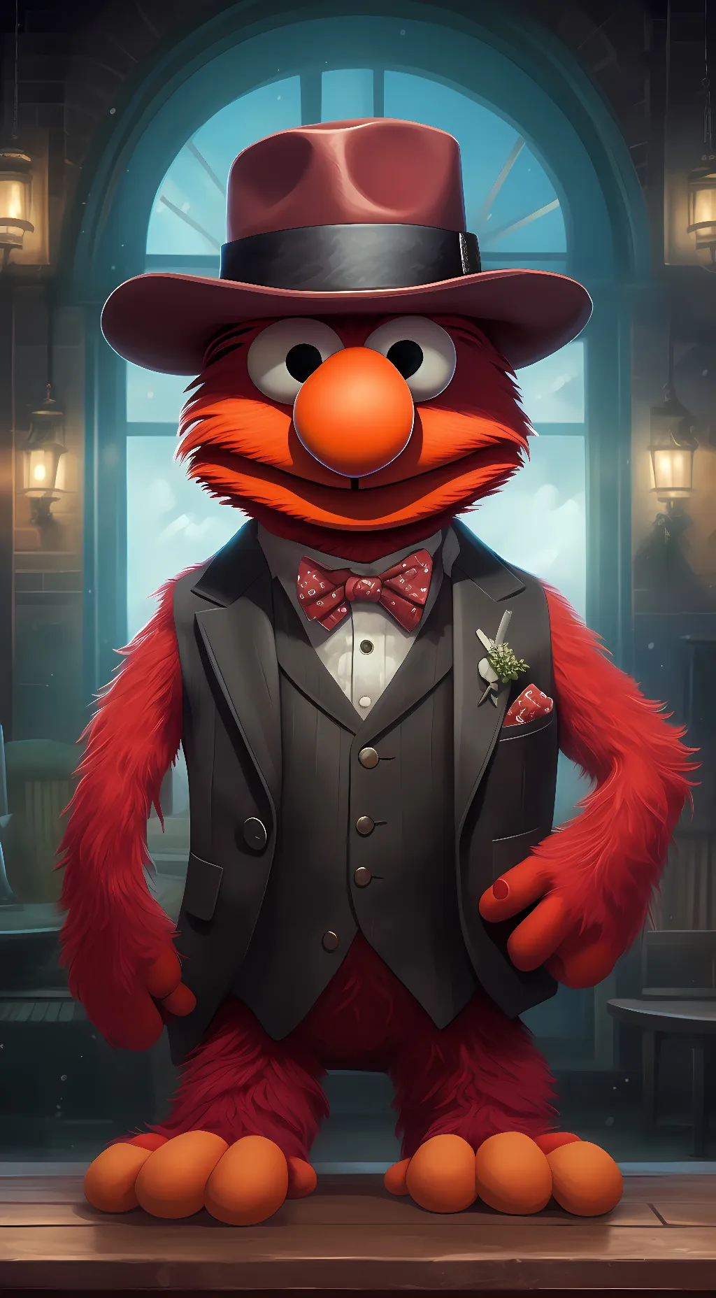 ai character: gangster elmo background