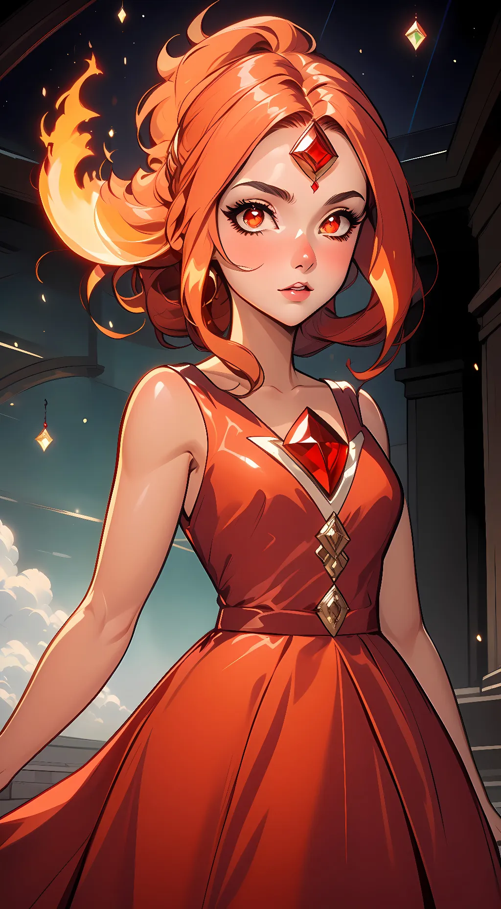 ai character: Flame Princess background