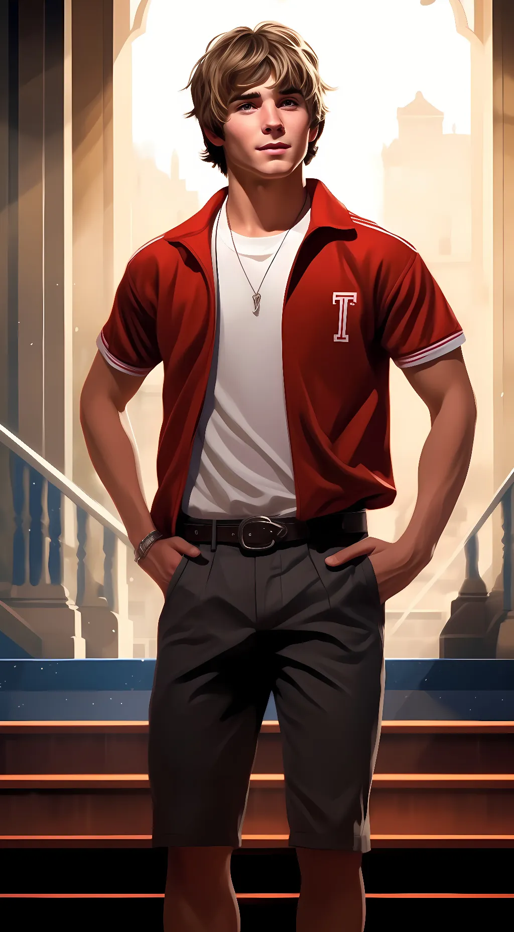 ai character: Troy Bolton  background
