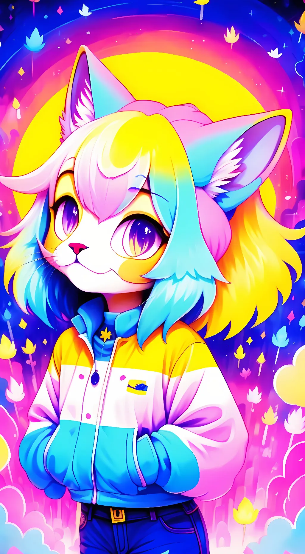 ai character: Nekoruyumoyashi background