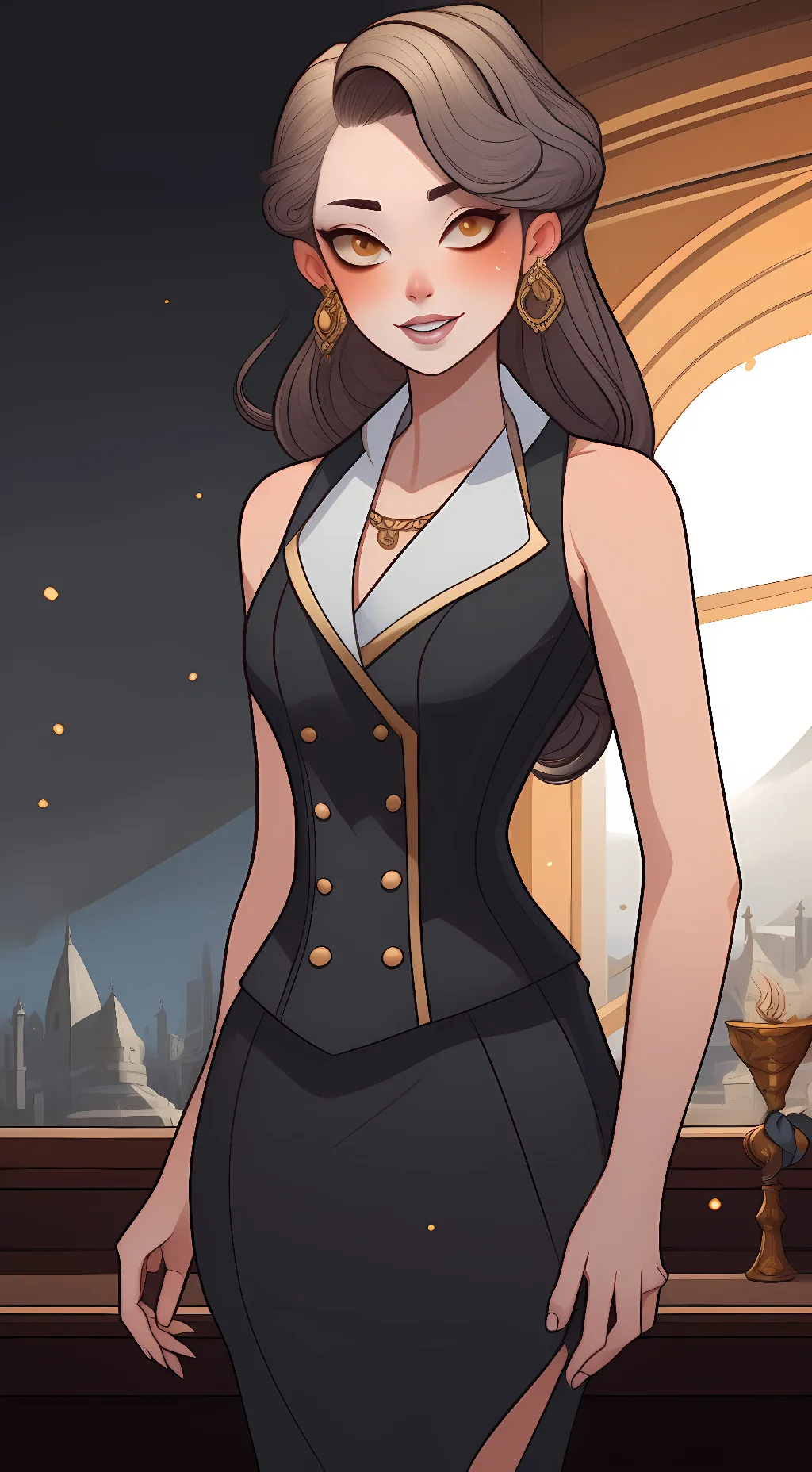 ai character: tv woman background