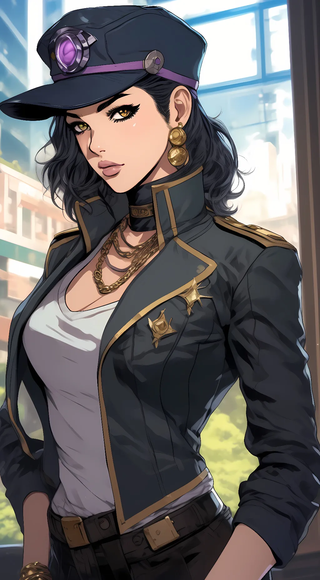 ai character: Fem Jotaro  background