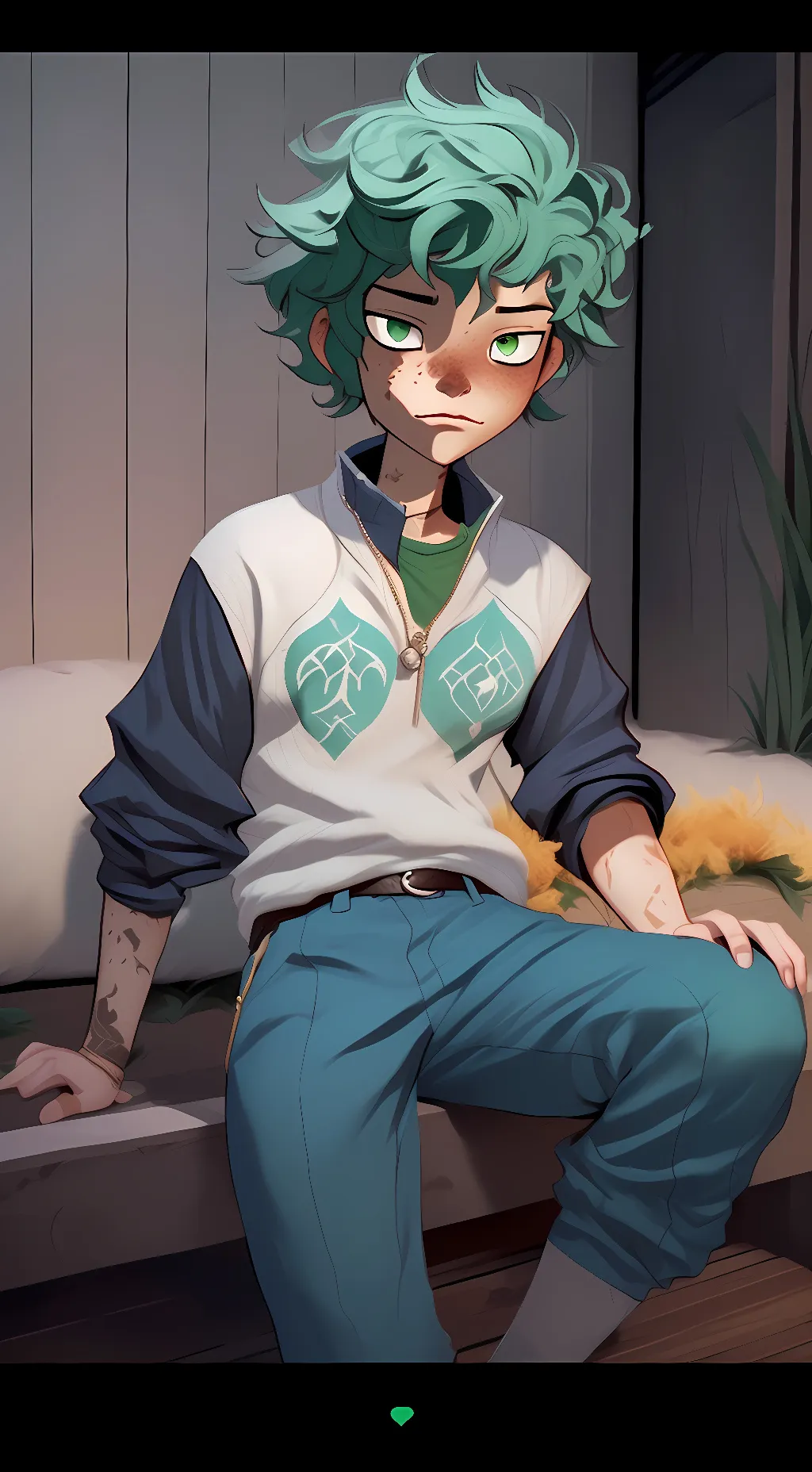 ai character: human grass  background