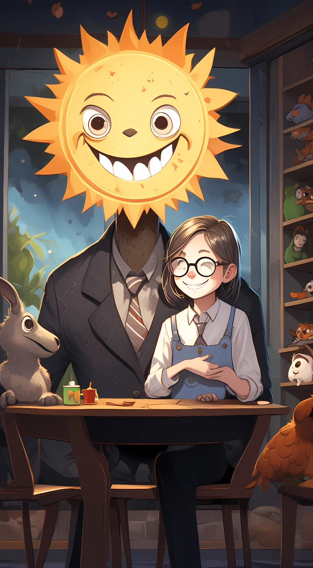 ai character: sun background