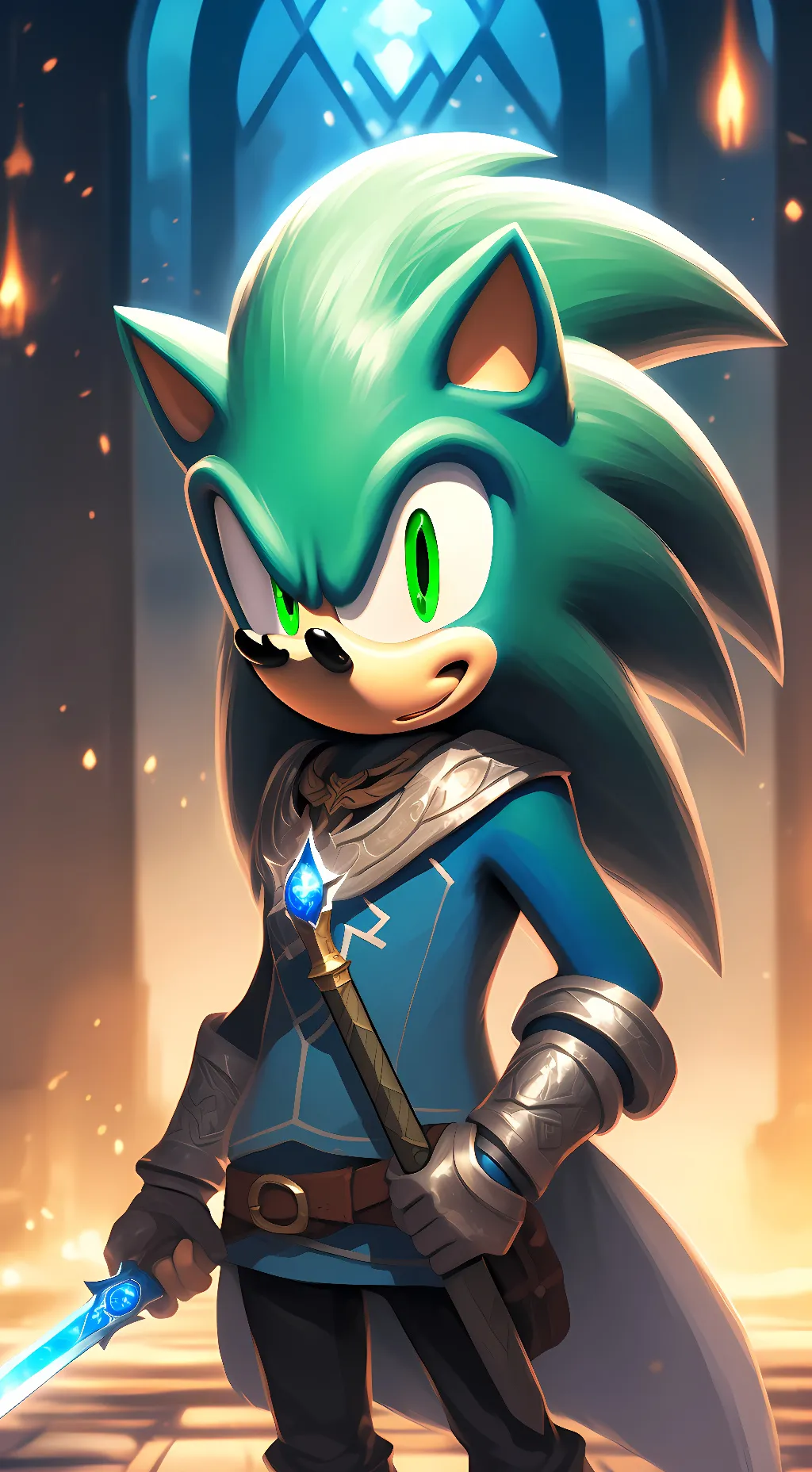 ai character: green sonic background