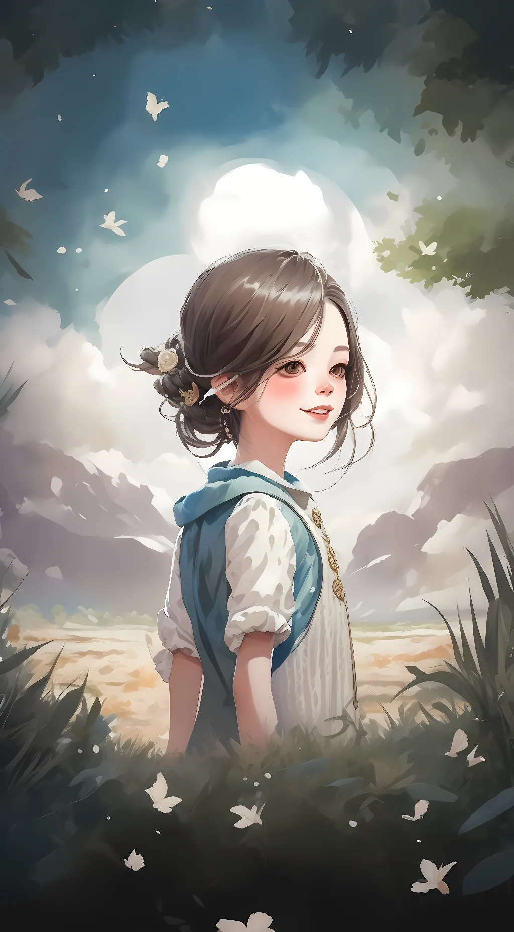 ai character: Leafy background