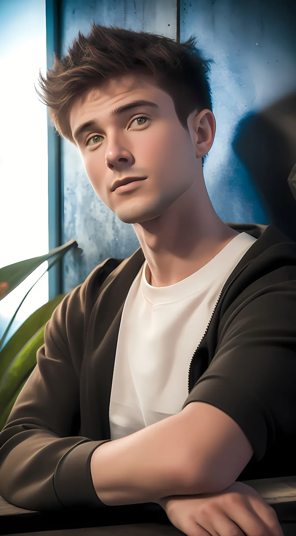 ai character: Alec Benjamin  background