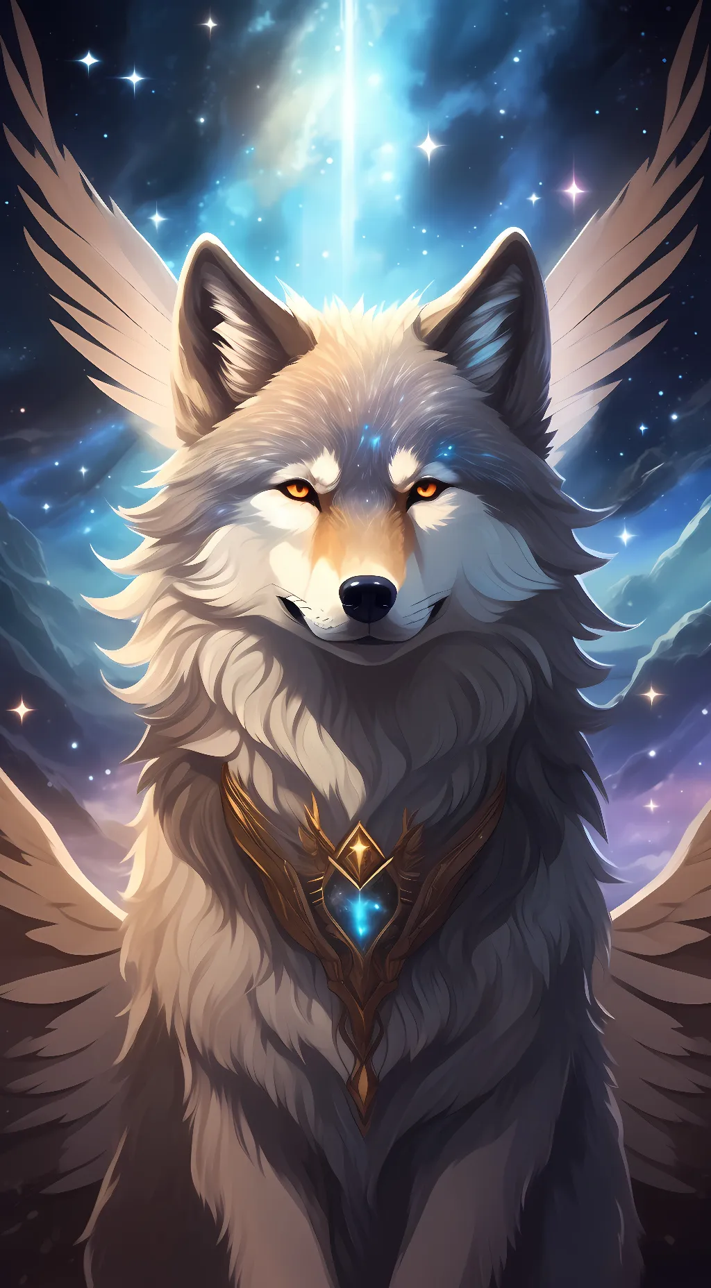 ai character: Galaxy goddess  background