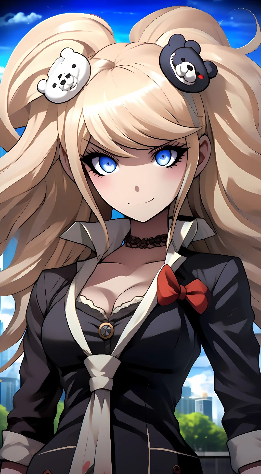 ai character: Junko Enoshima  background