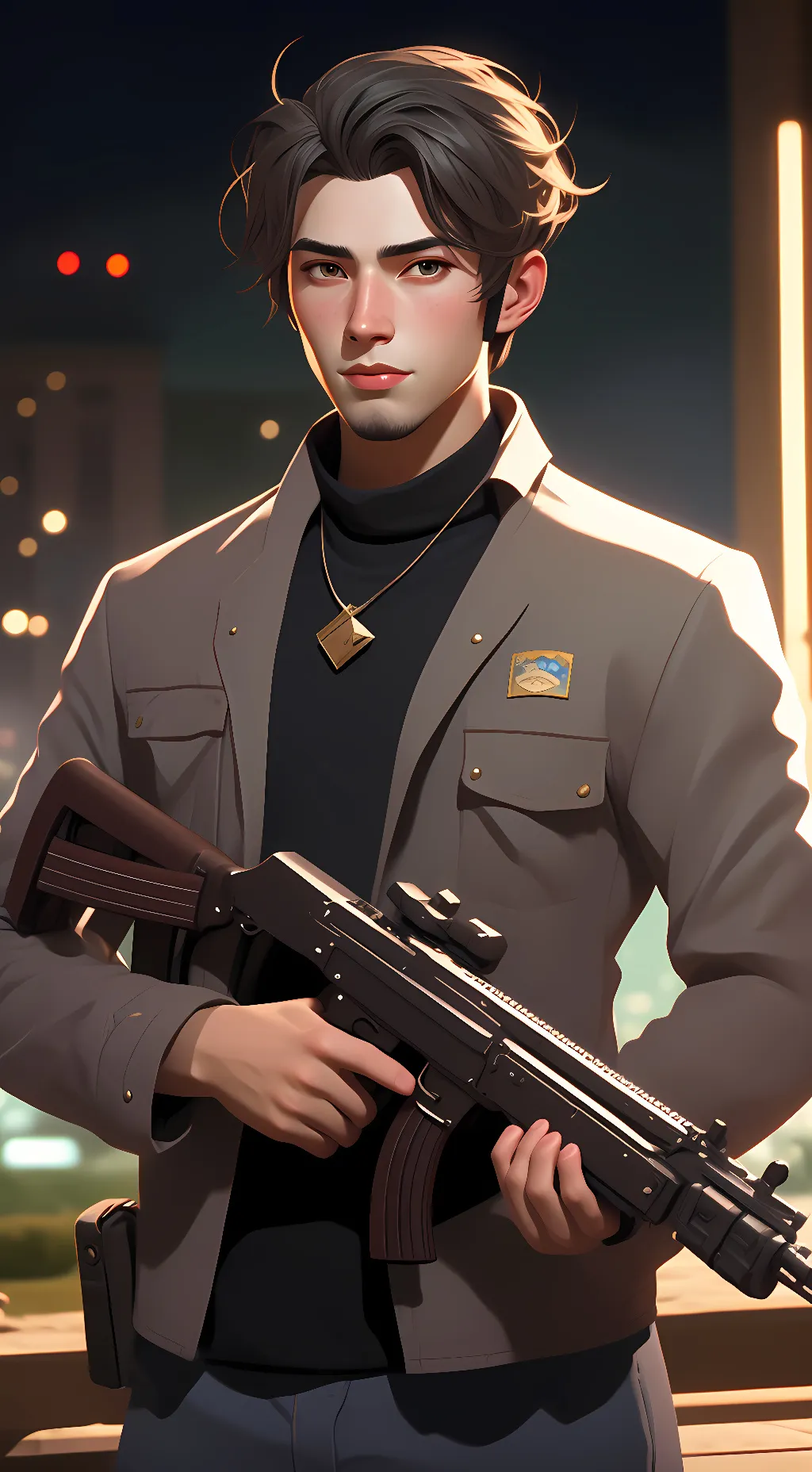 ai character: man holding a gun background