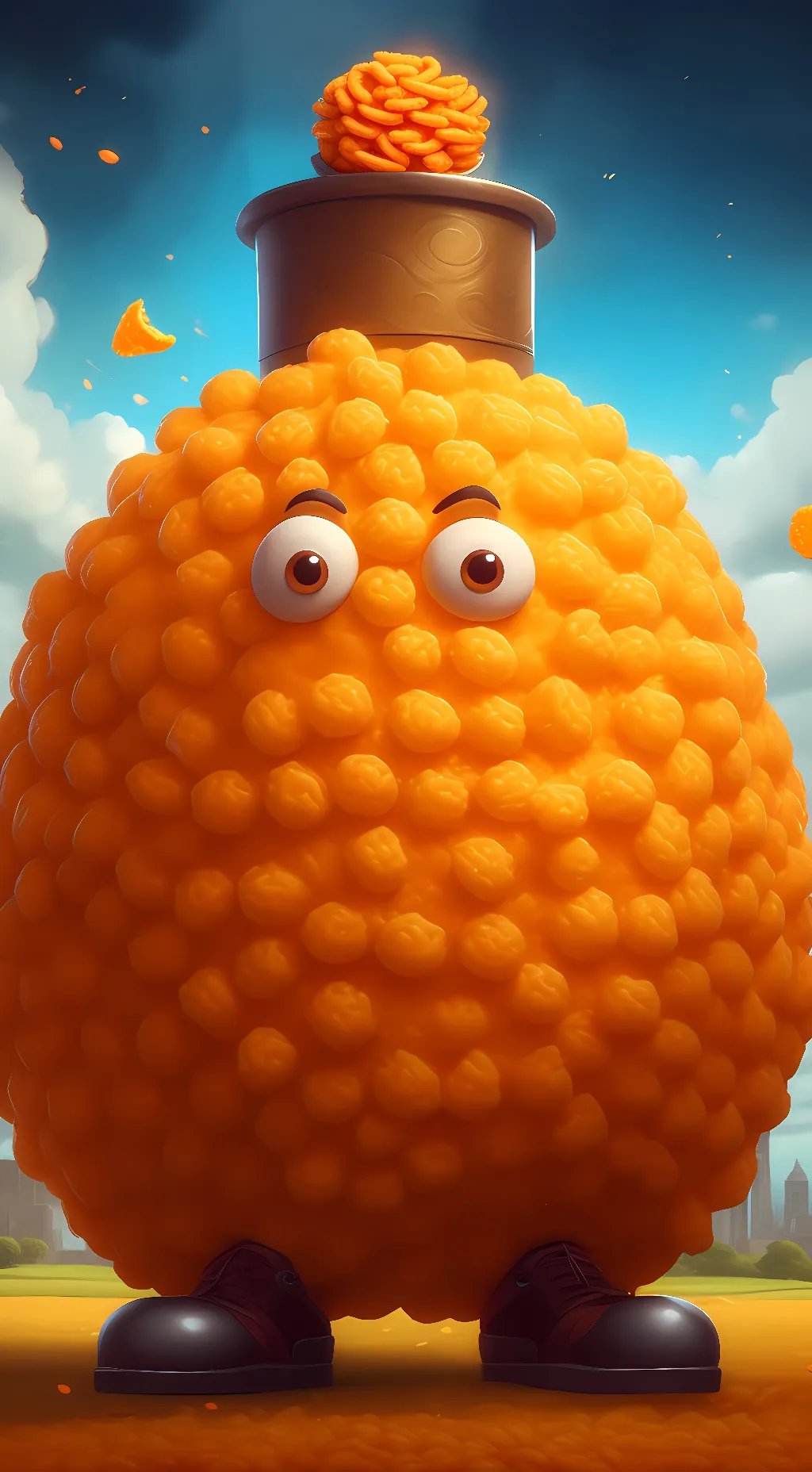 ai character: Cheese balls background