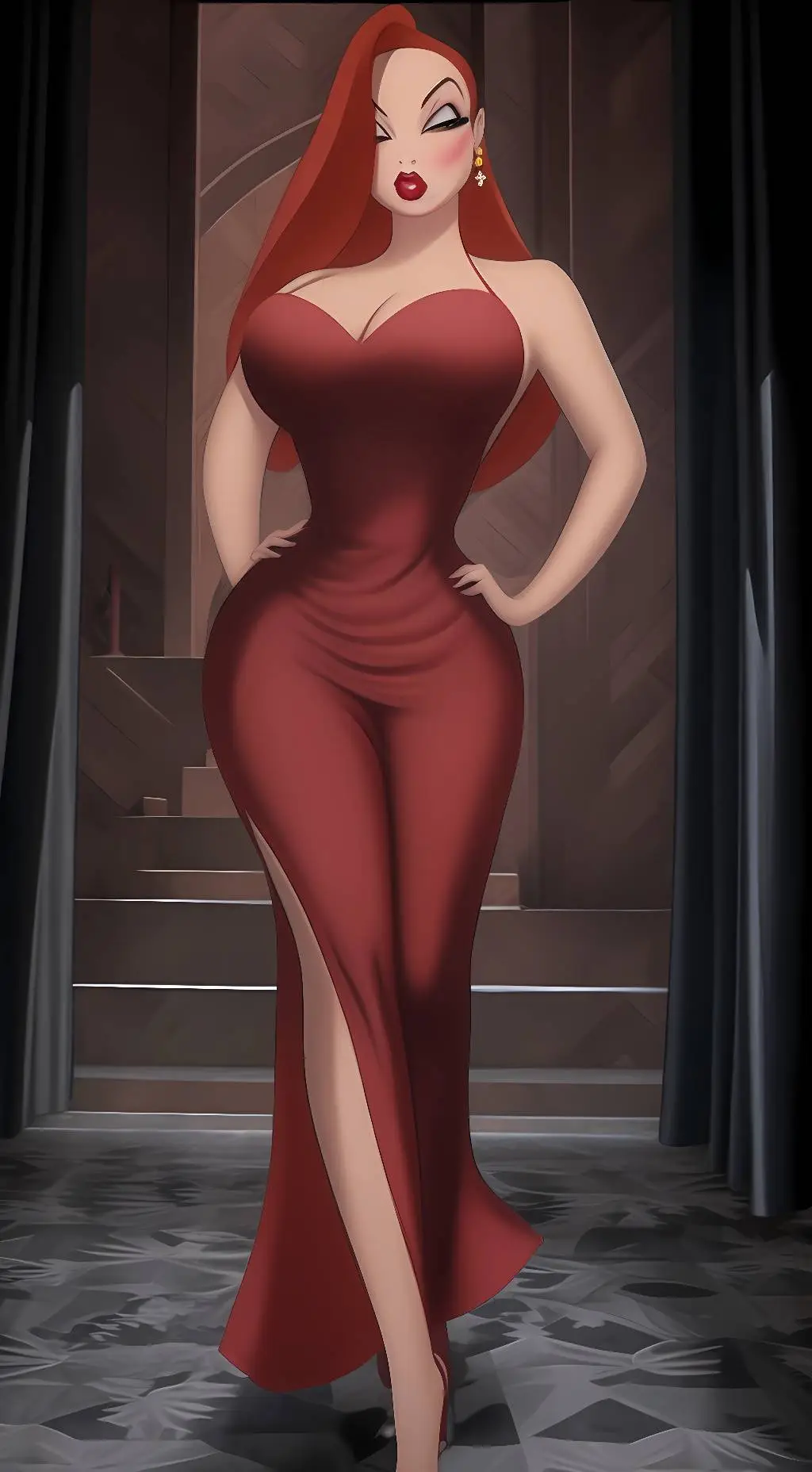 ai character: Jessica Rabbit  background