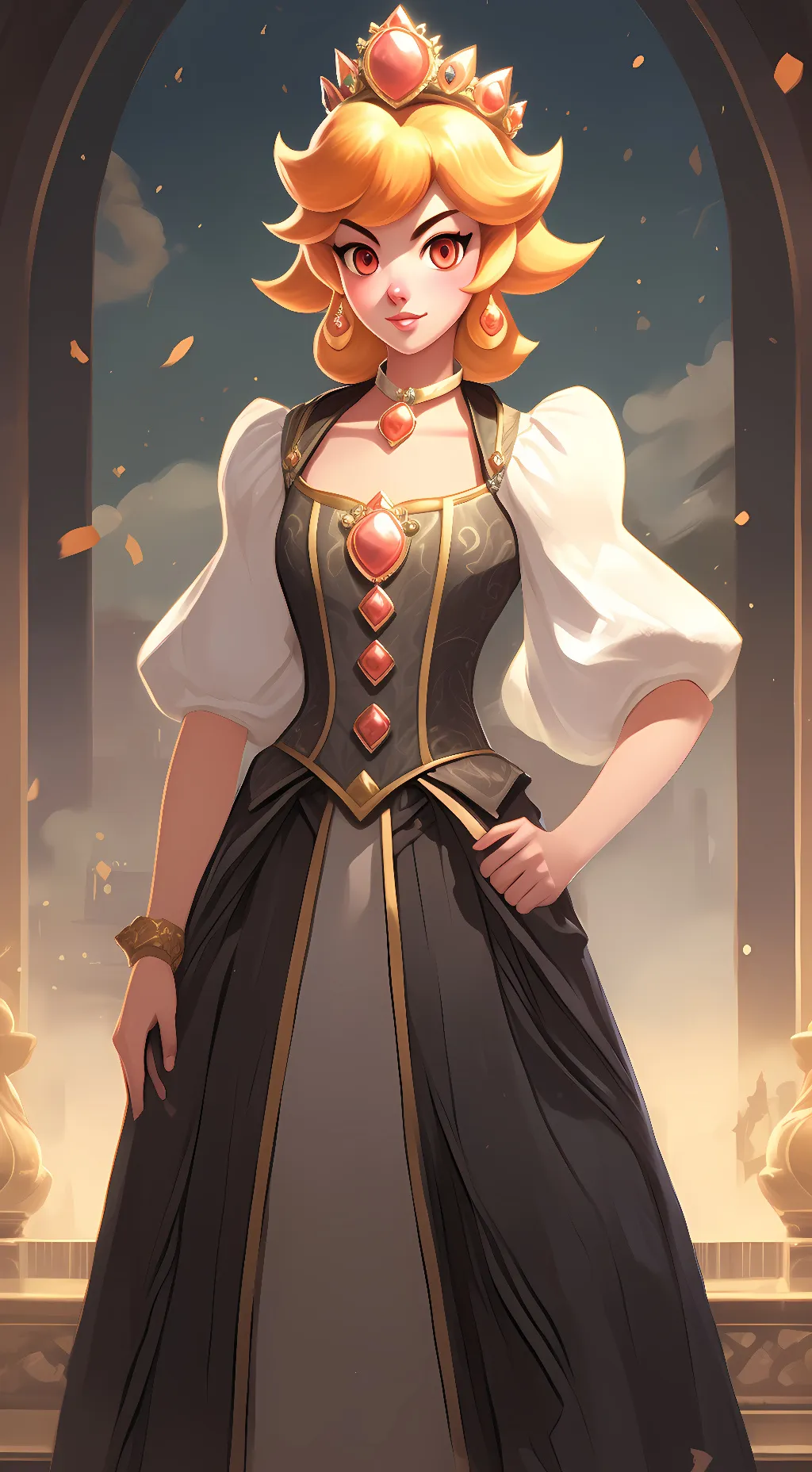 ai character: princess peach  background