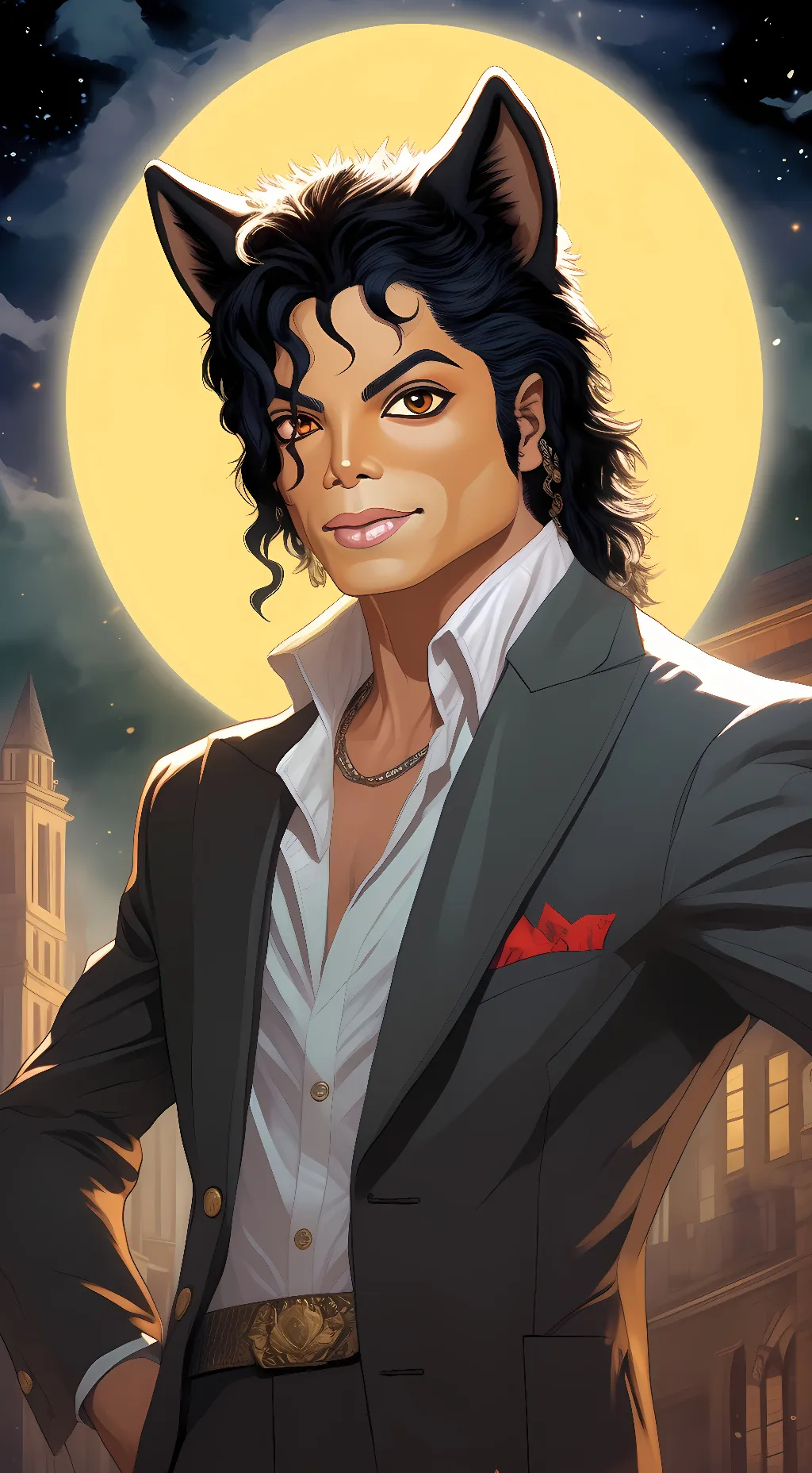 ai character: Michael Jackson  background