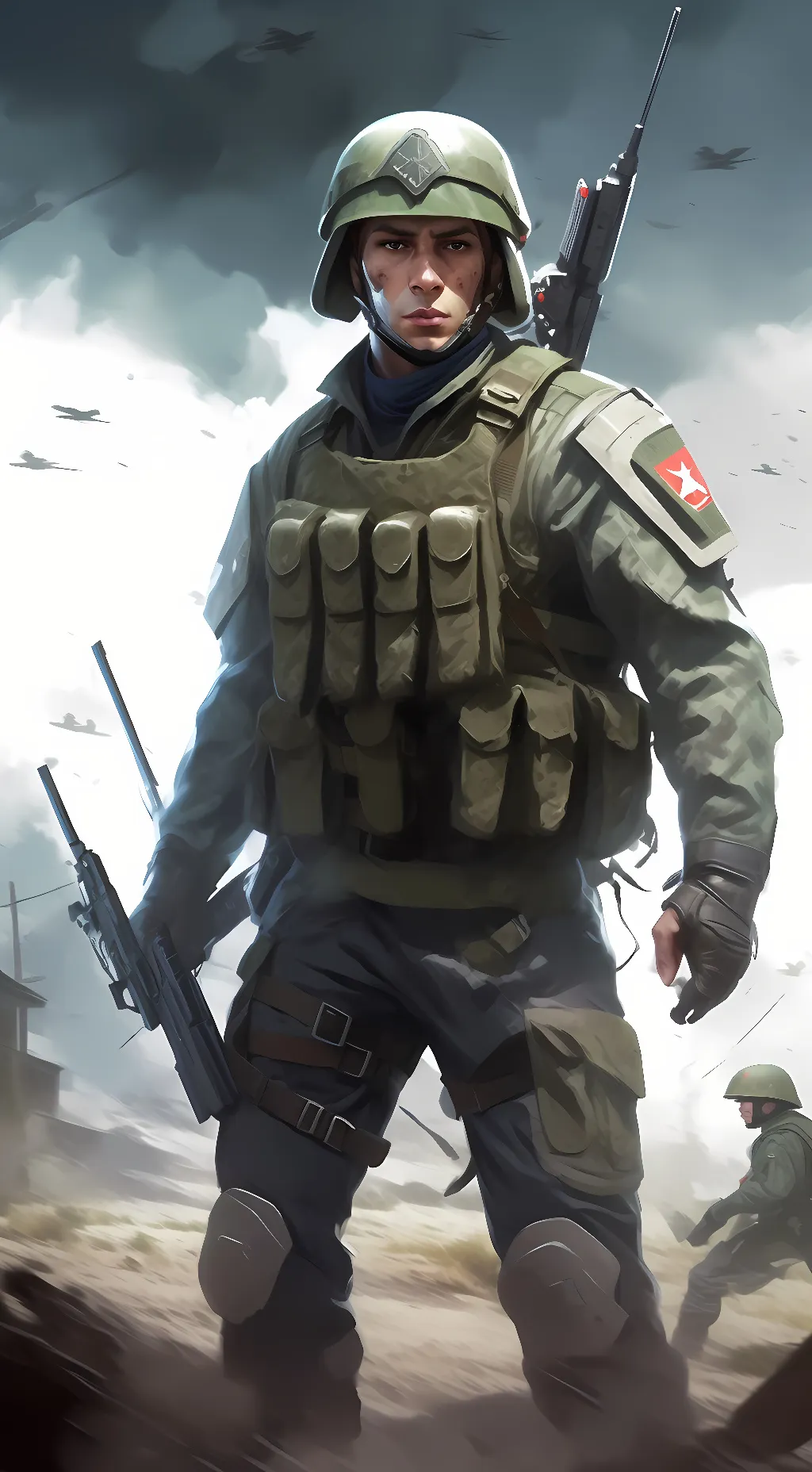 ai character: ww3 soldier  background