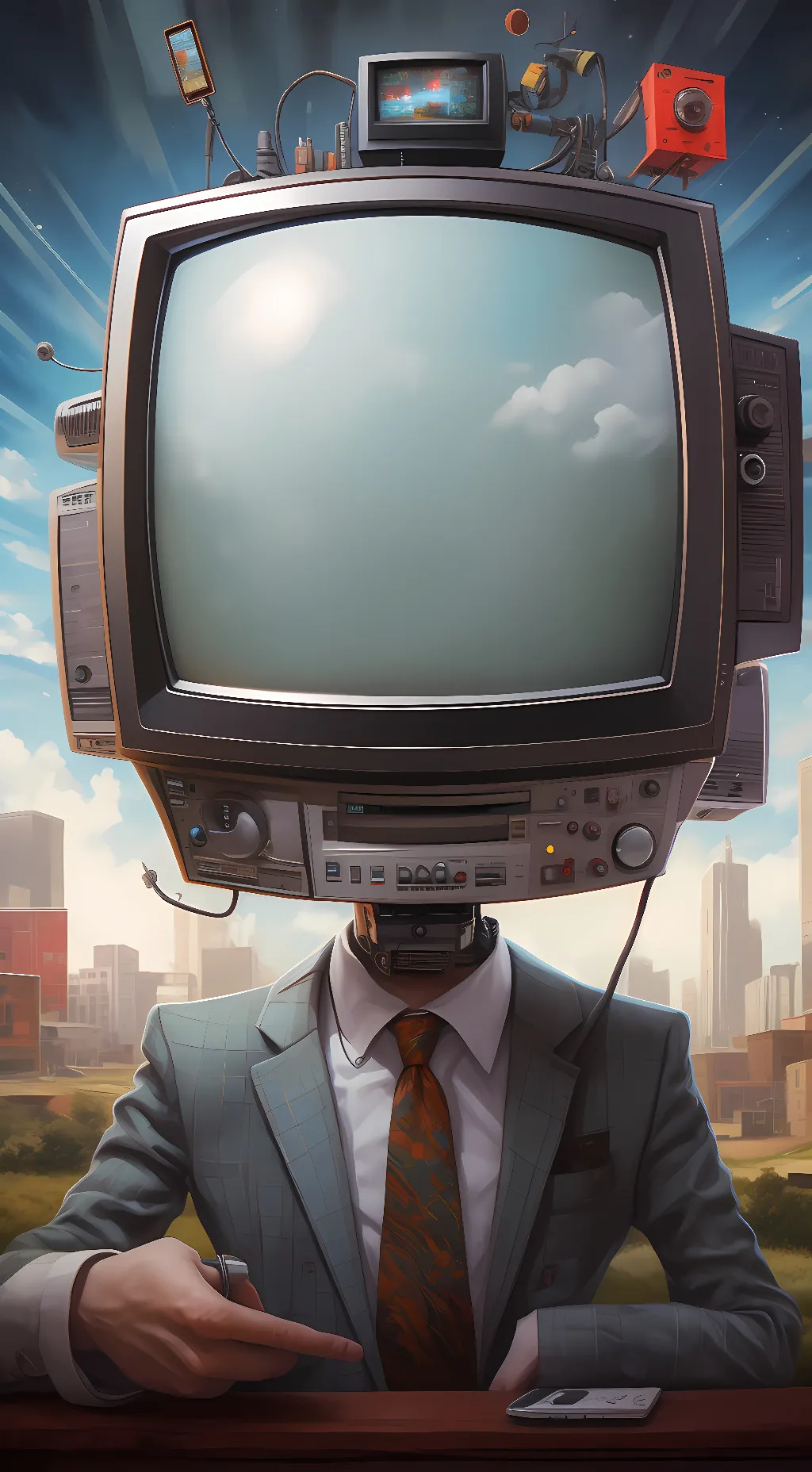 ai character: tvman background