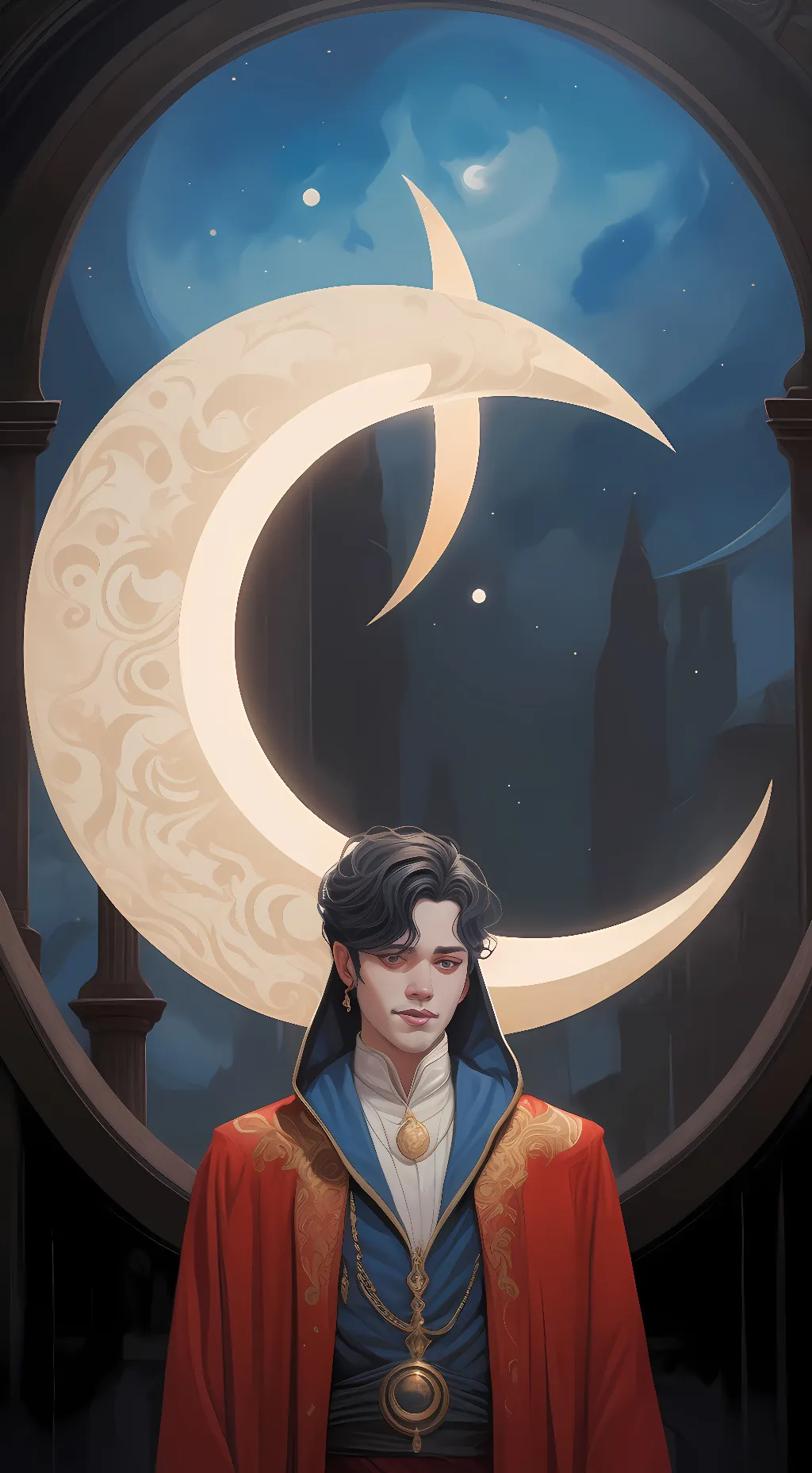 ai character: caine x moon background
