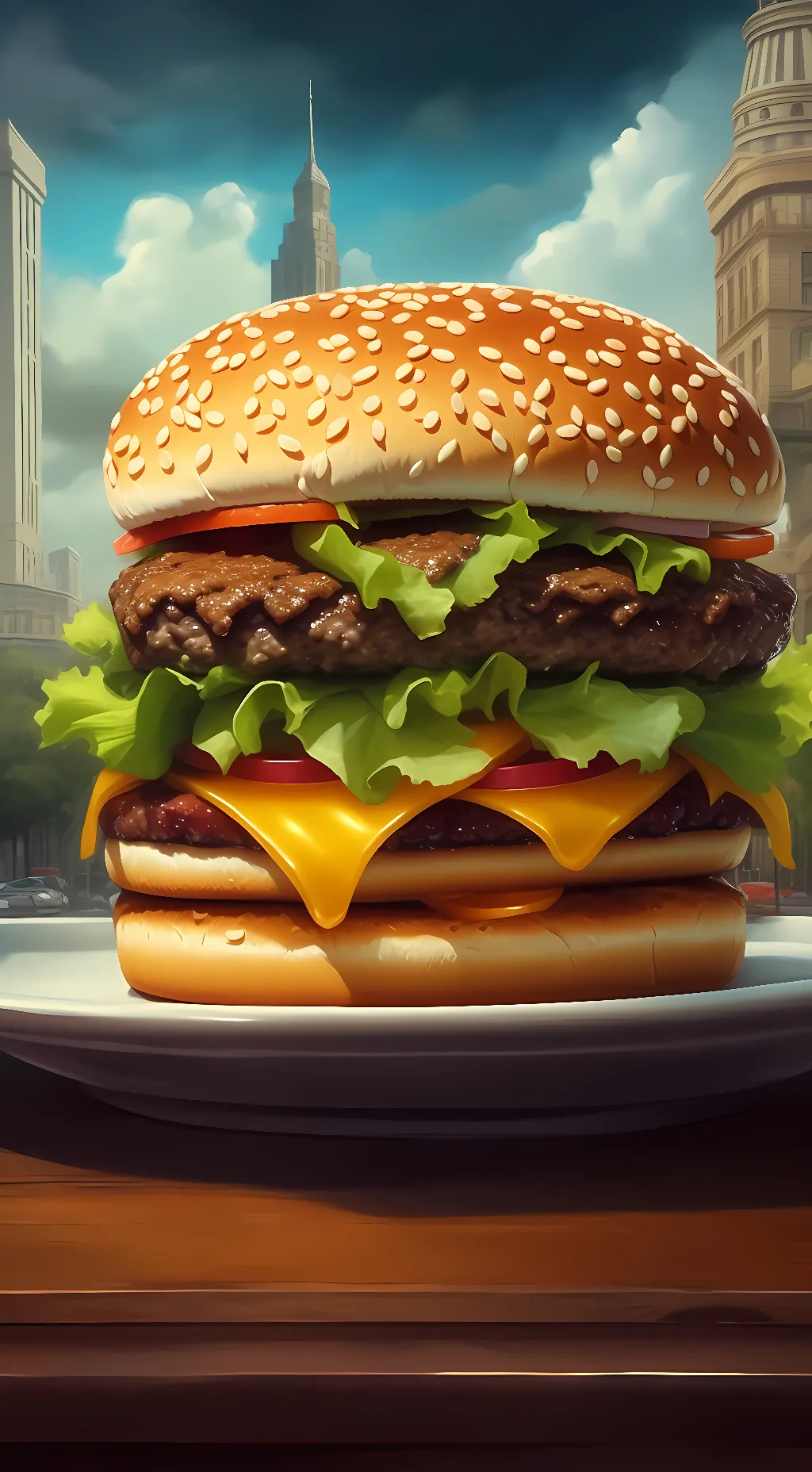 ai character: Hamburger  background