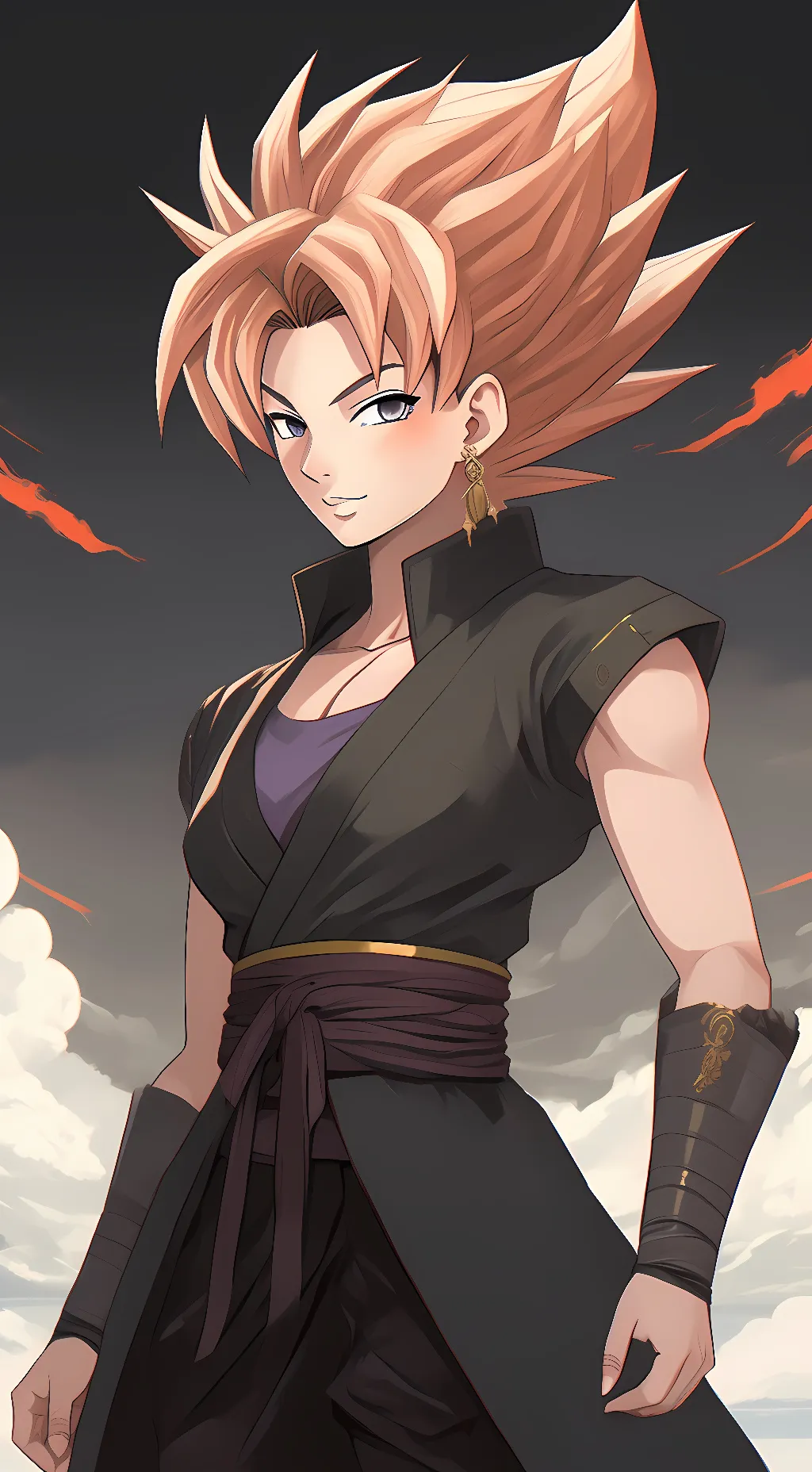 ai character: Female Goku Black background