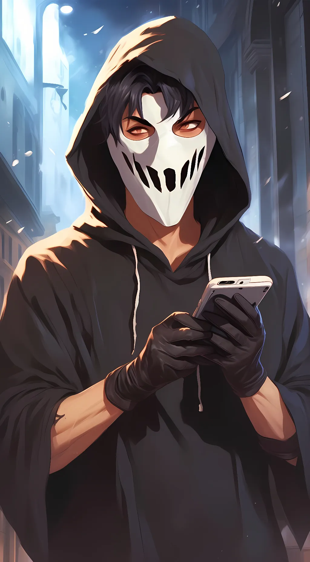 ai character: Ghostface  background