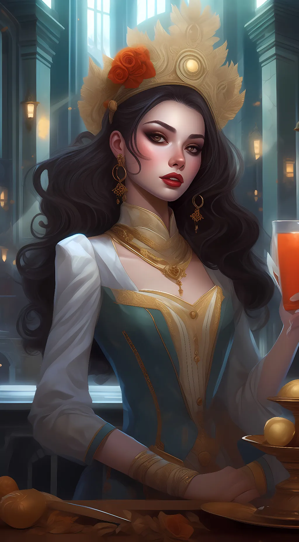 ai character: Queen Elizabeth  background