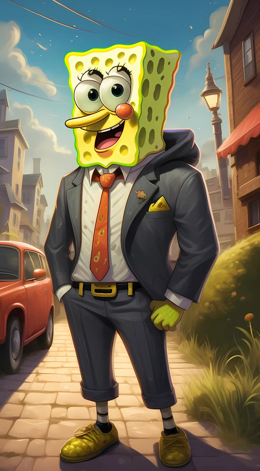ai character: Hood Songebob background