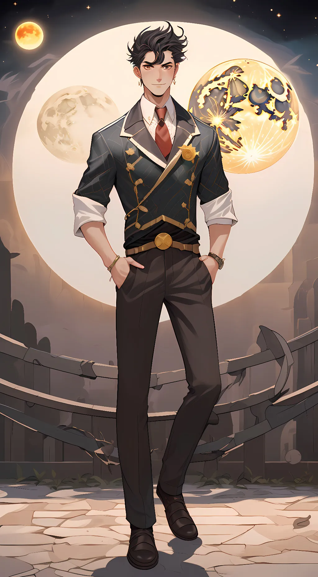 ai character: Moon background