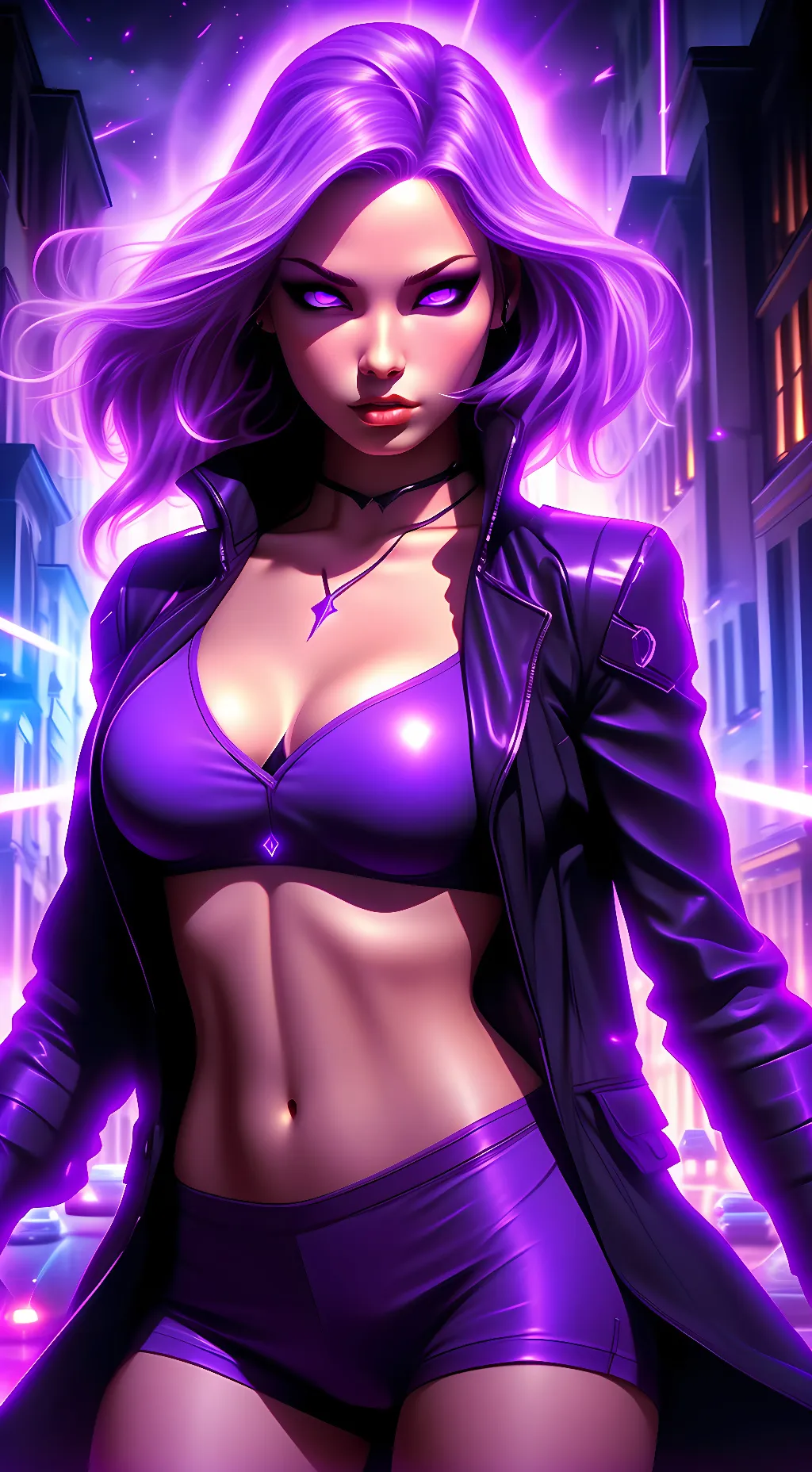 ai character: violet background