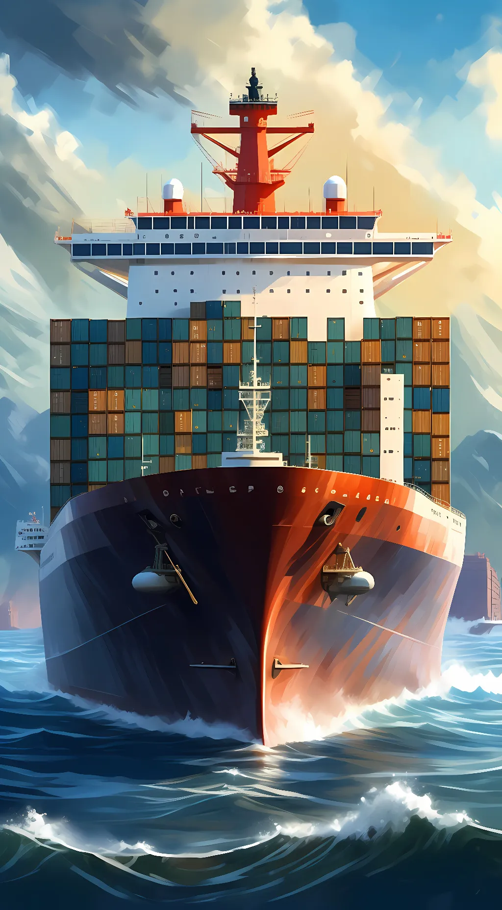 ai character: container ship background