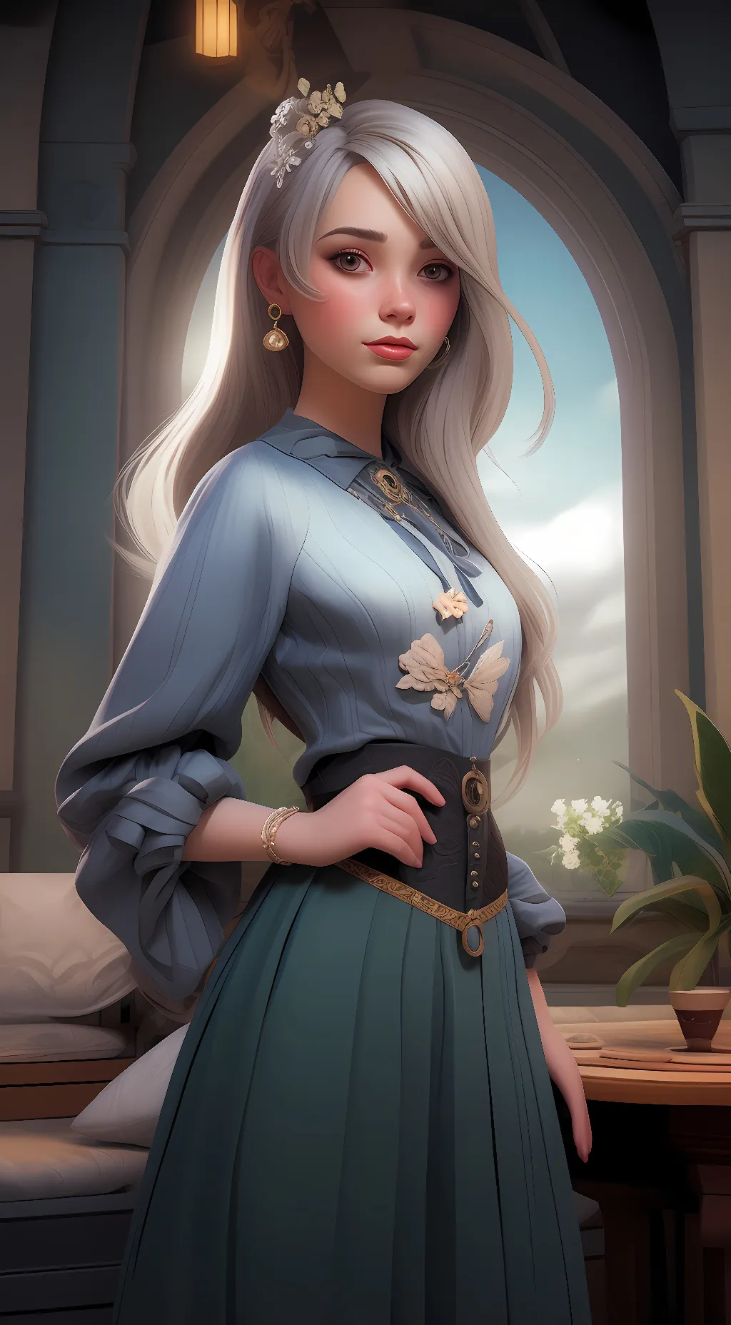 ai character: rose background
