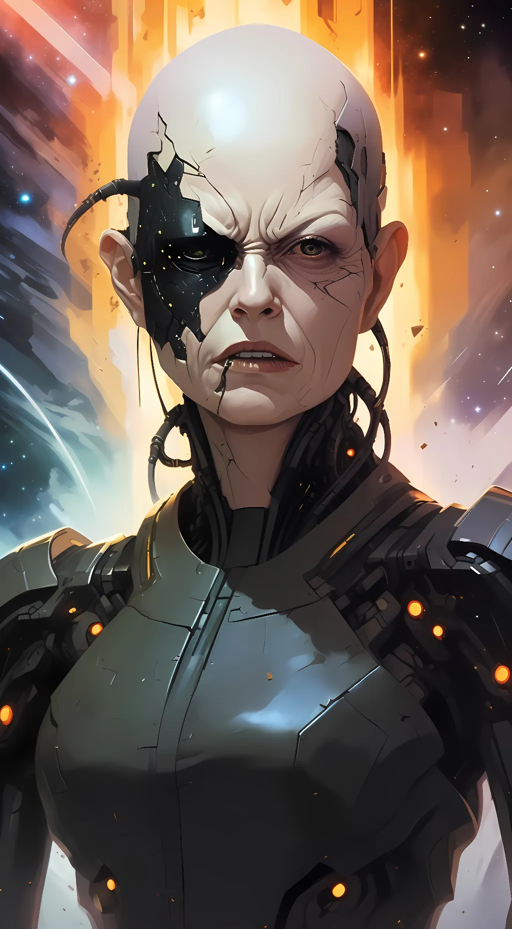 ai character: Borg Queen  background