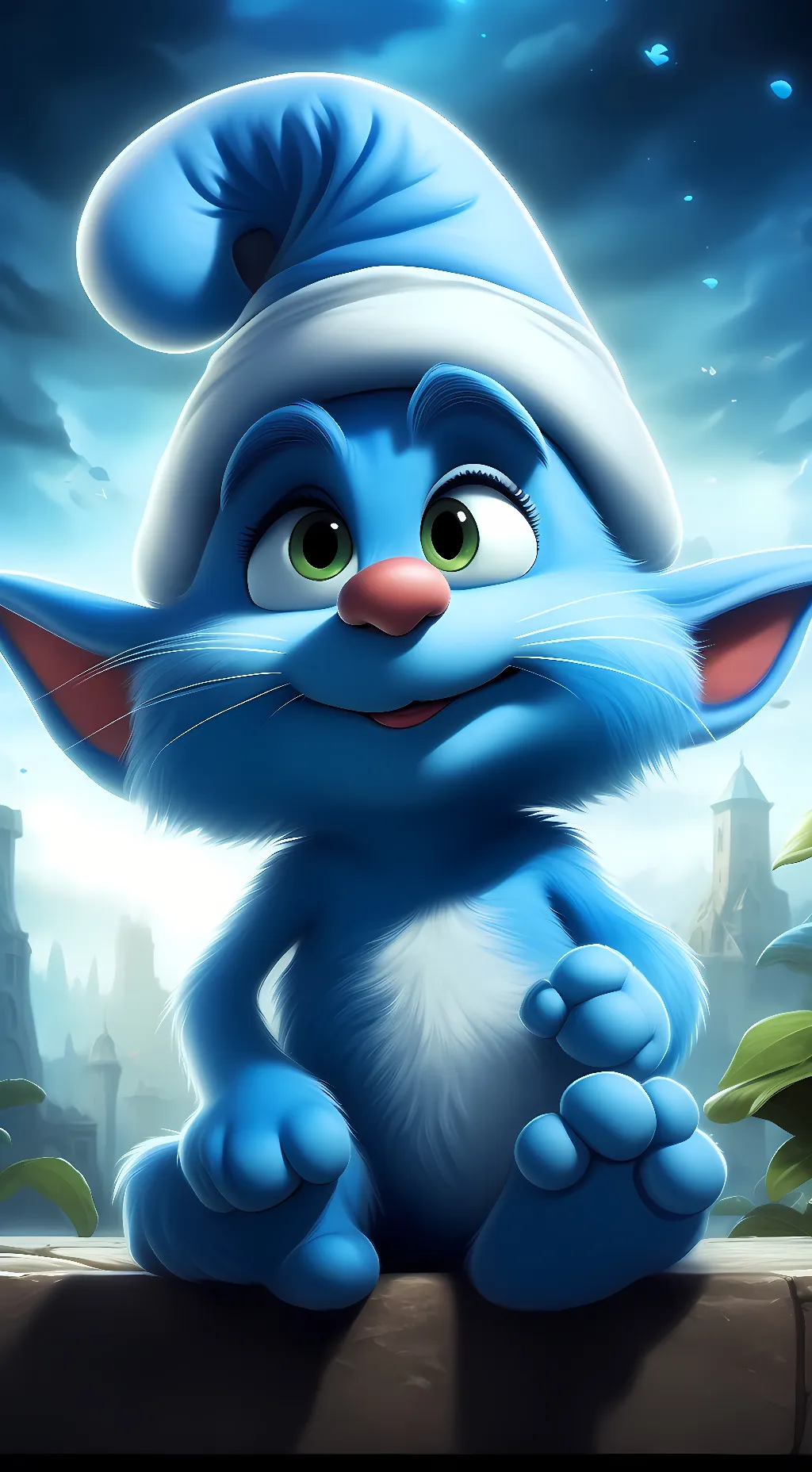 ai character: SMURF CAT background