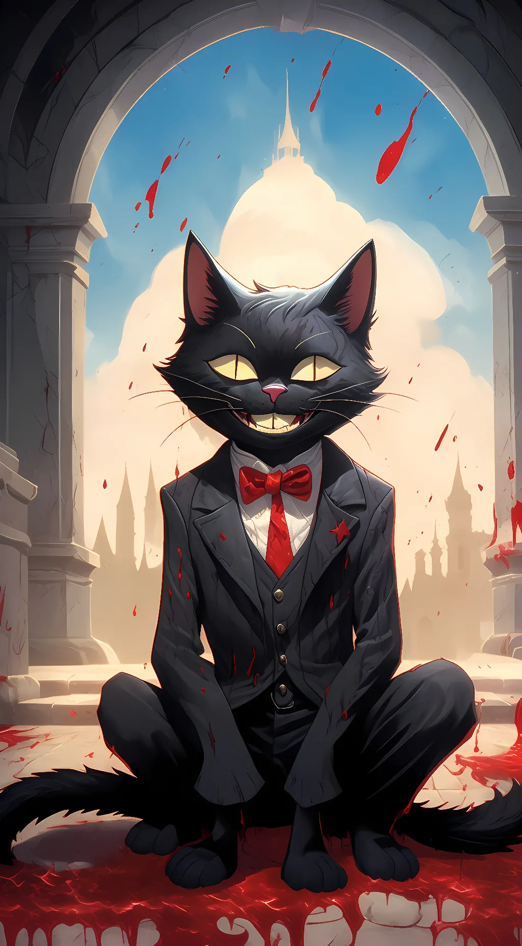 ai character: Cartoon cat  background