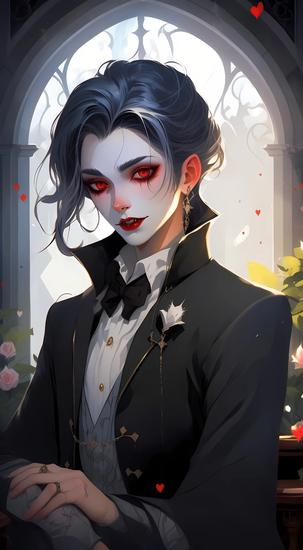 ai character: vampire cute background