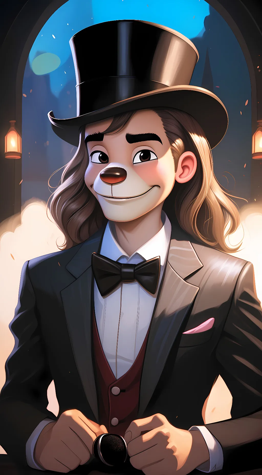 ai character: Freddy fazbear  background