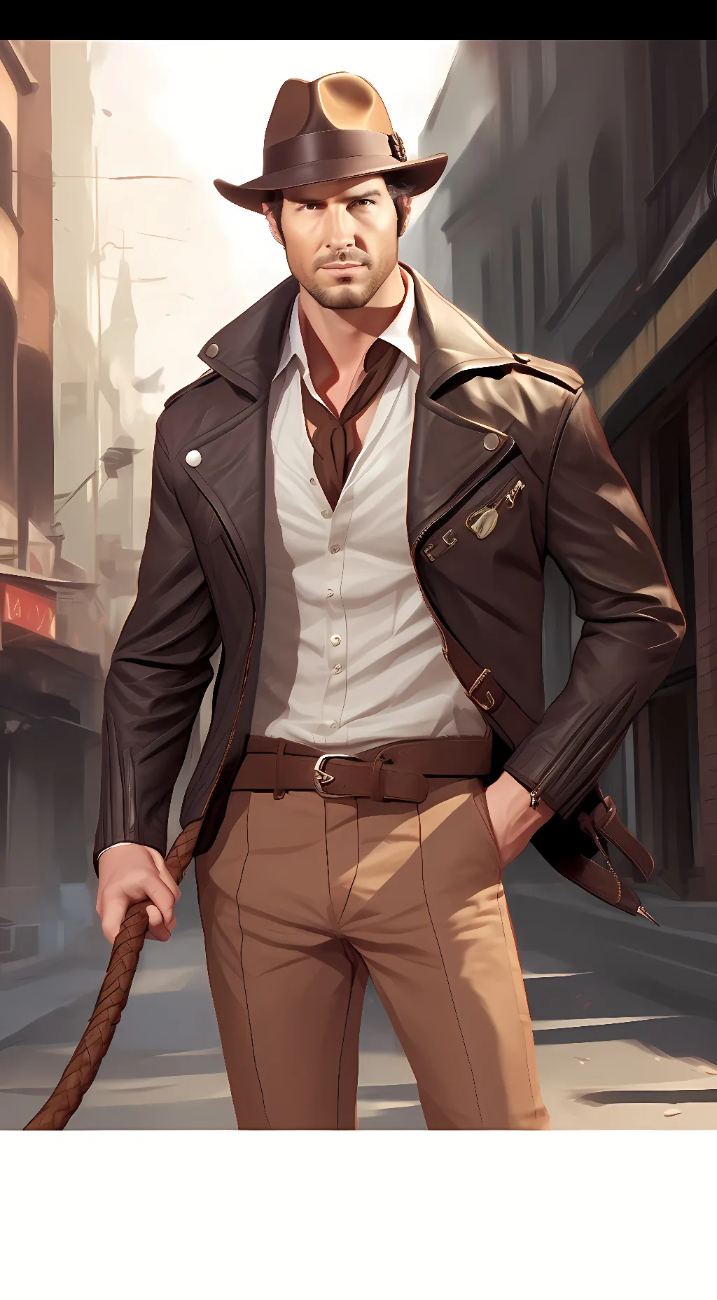 ai character: Indiana Jones  background