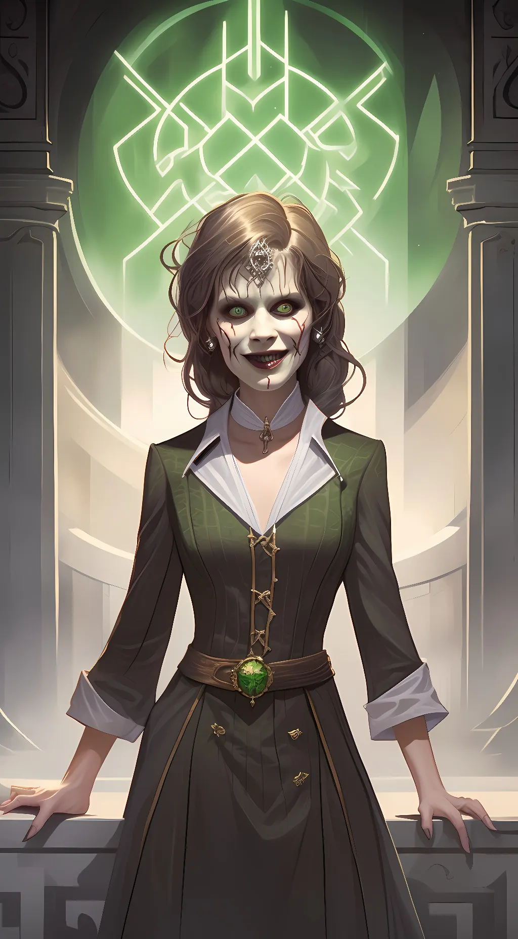 ai character: Scary maze lady background