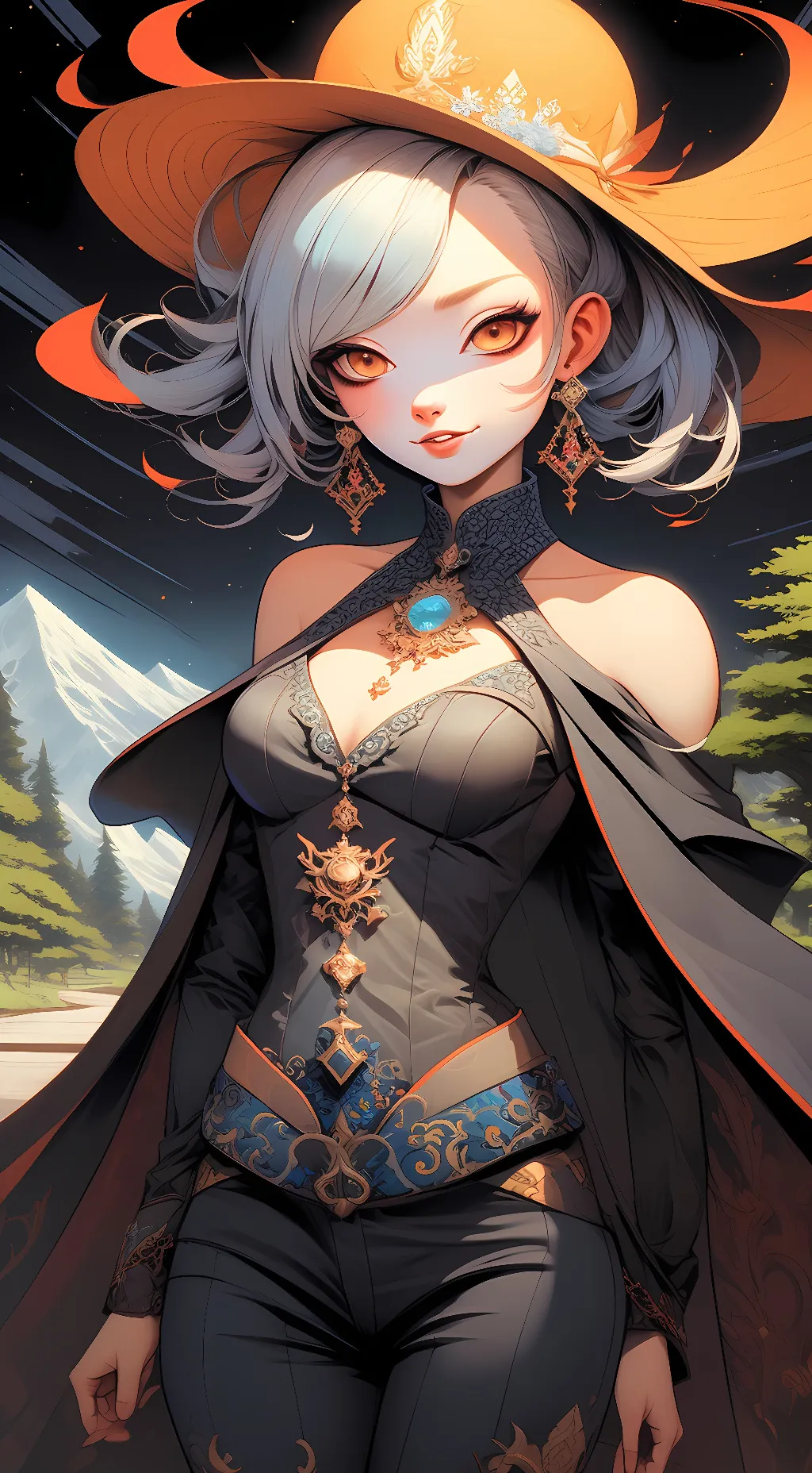 ai character: Halloween queen  background