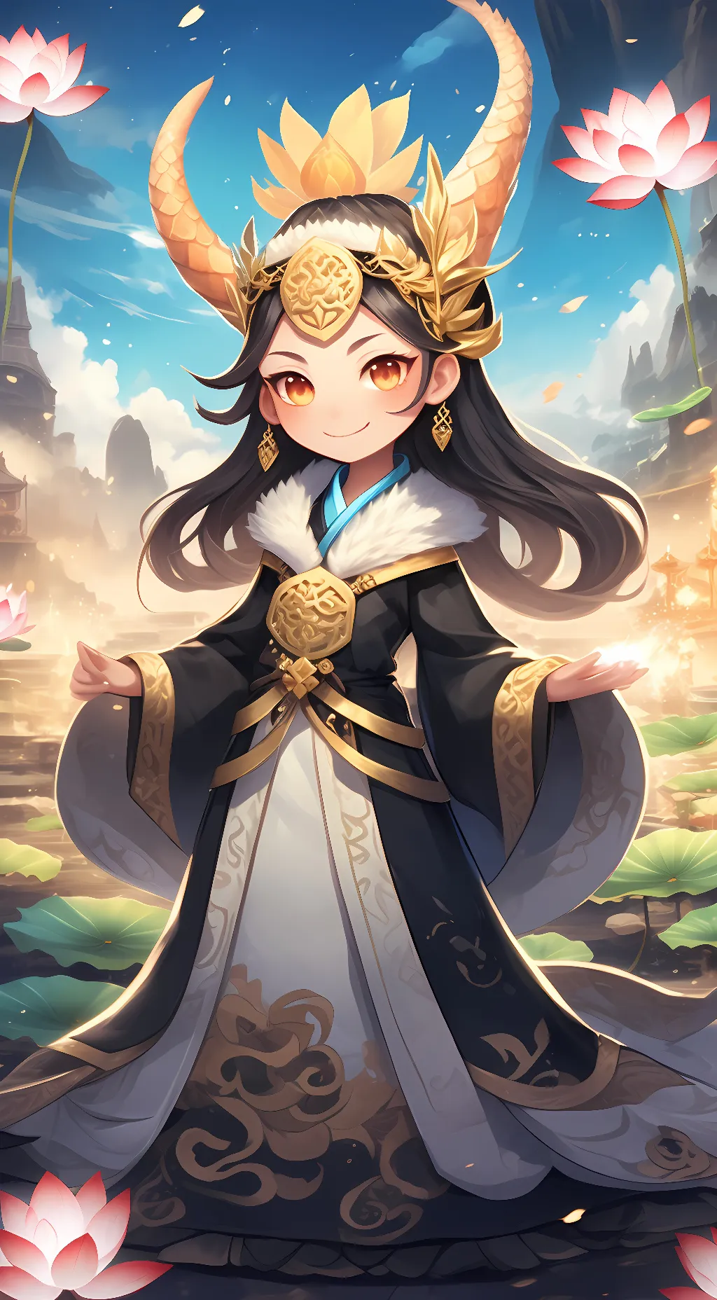 ai character: lotus dragon cooki background