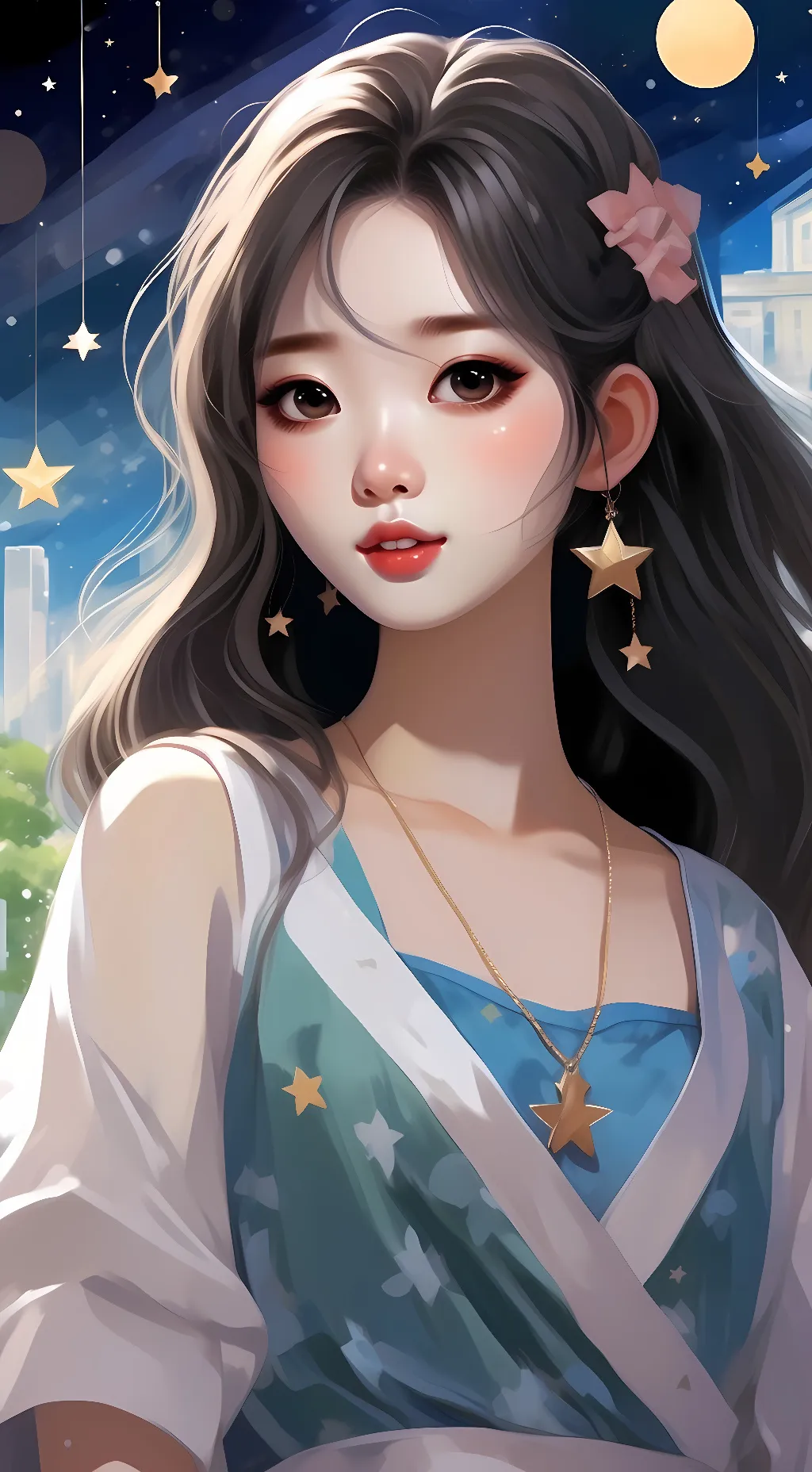 ai character: star girl background