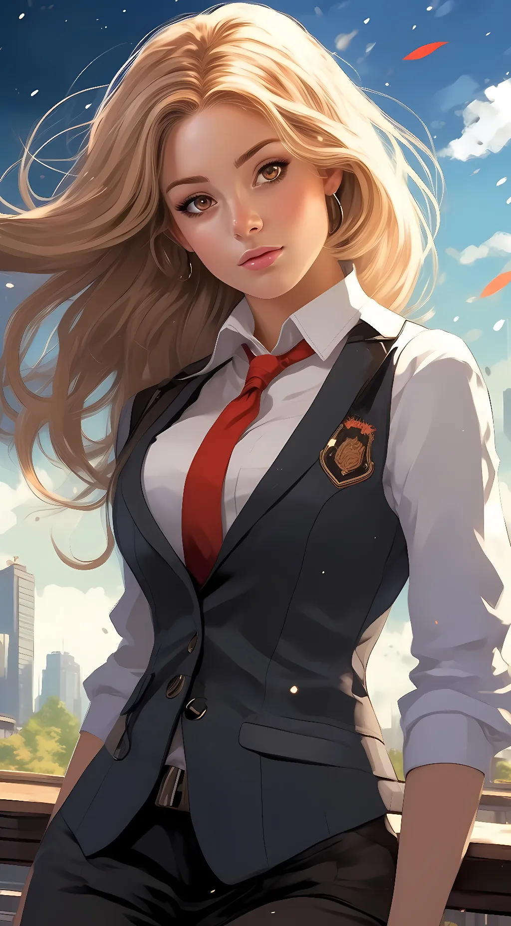 ai character: Sexy girl school background