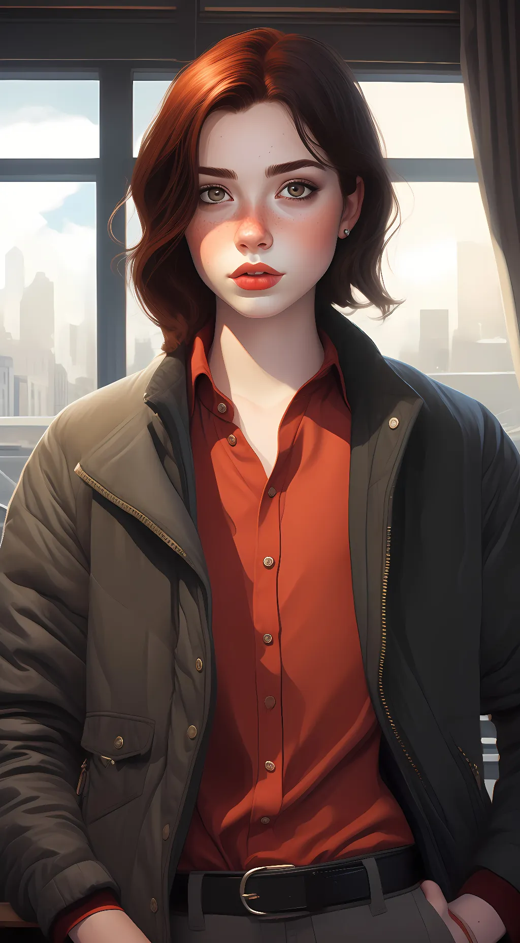 ai character: Redhead background