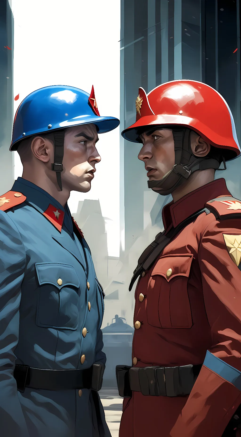 ai character: red vs blue  background