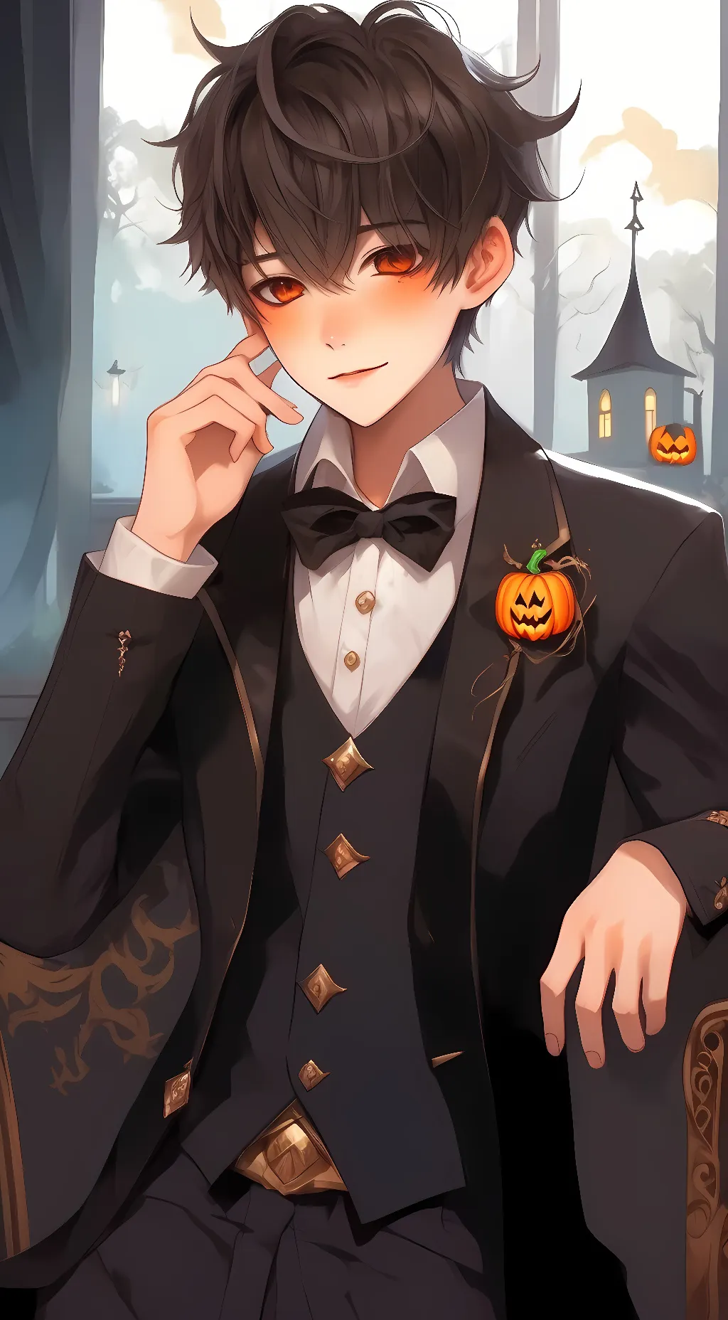 ai character: hallween boy background