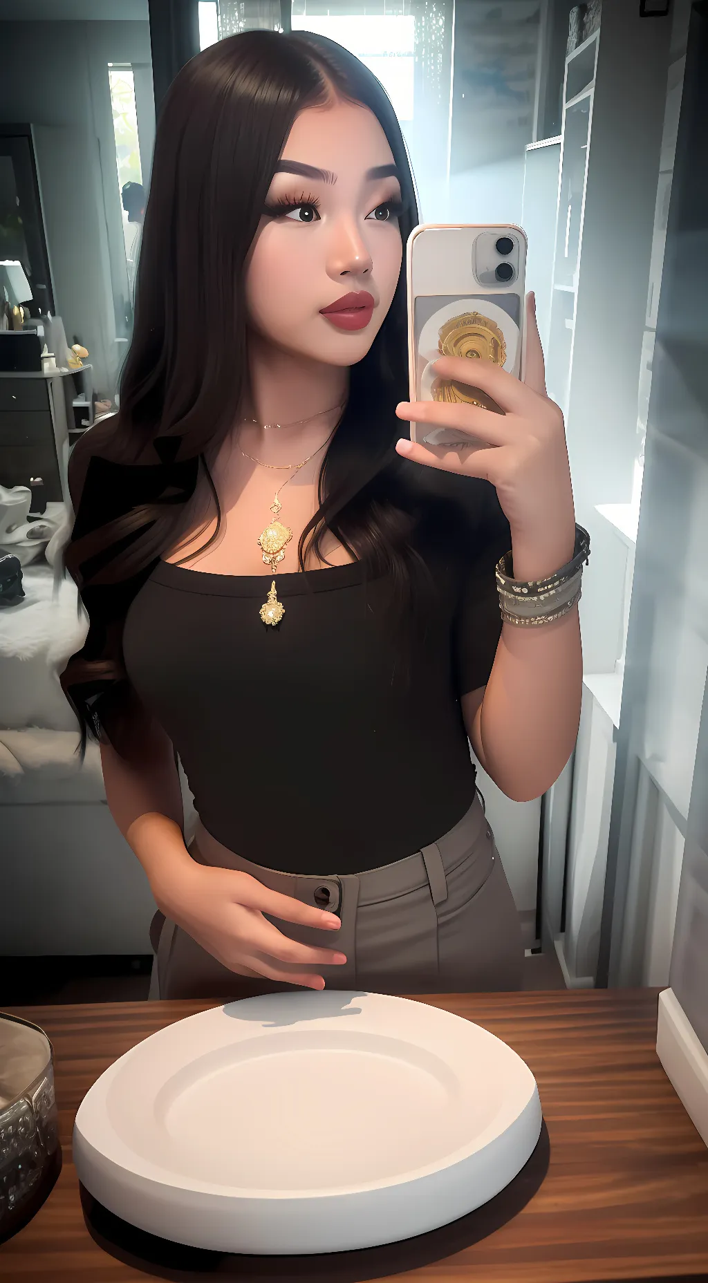 ai character: Ashley  background