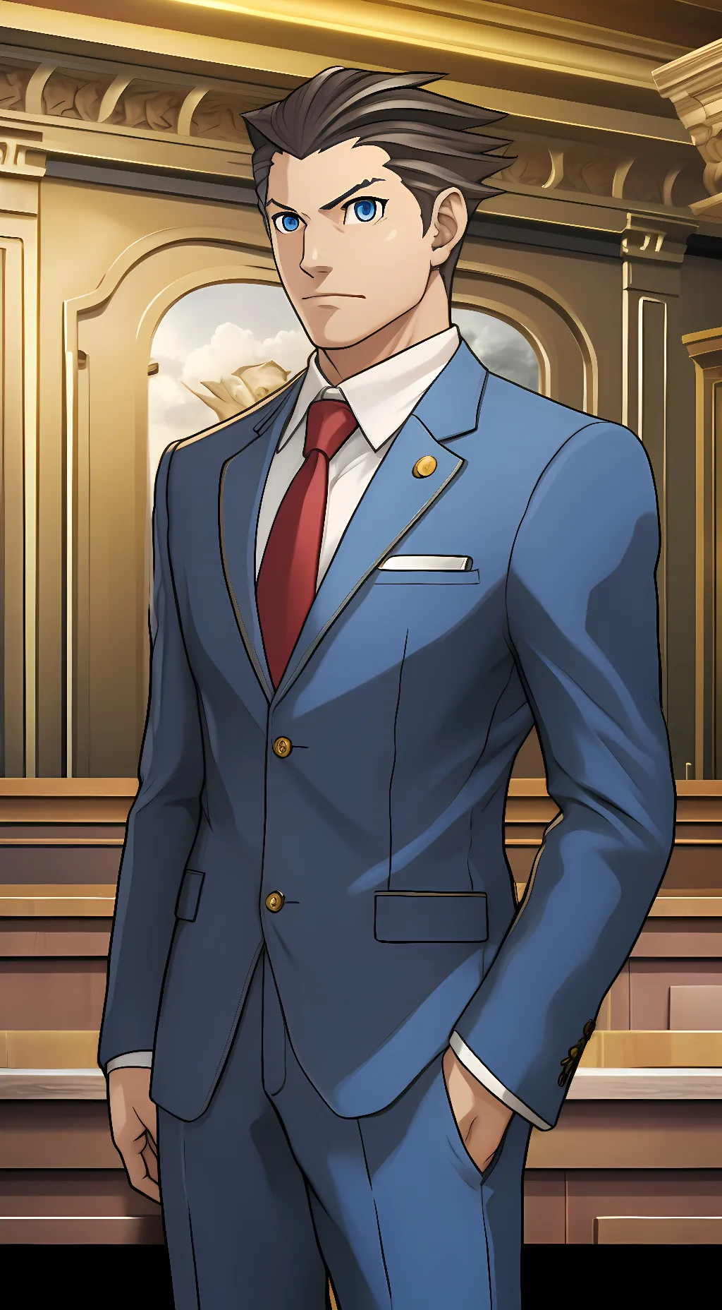 ai character: Phoenix Wright  background