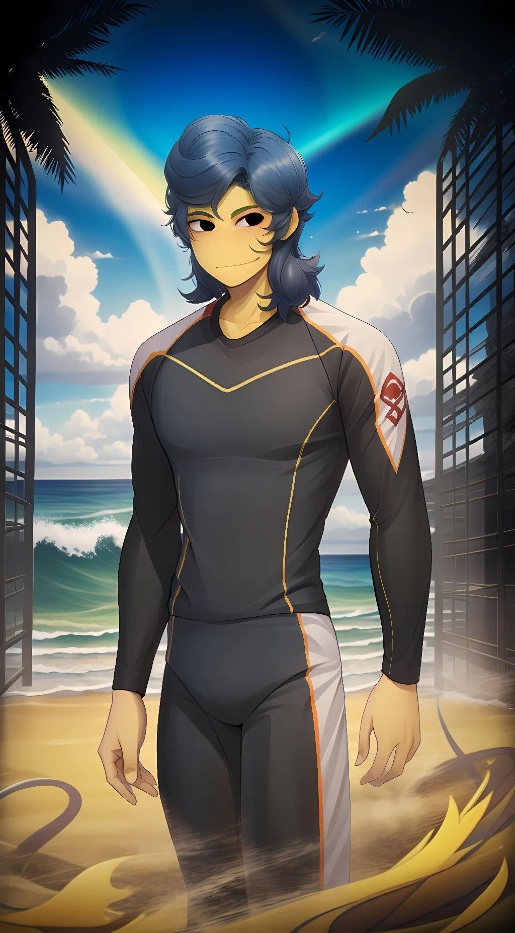 ai character: Beach town wally background