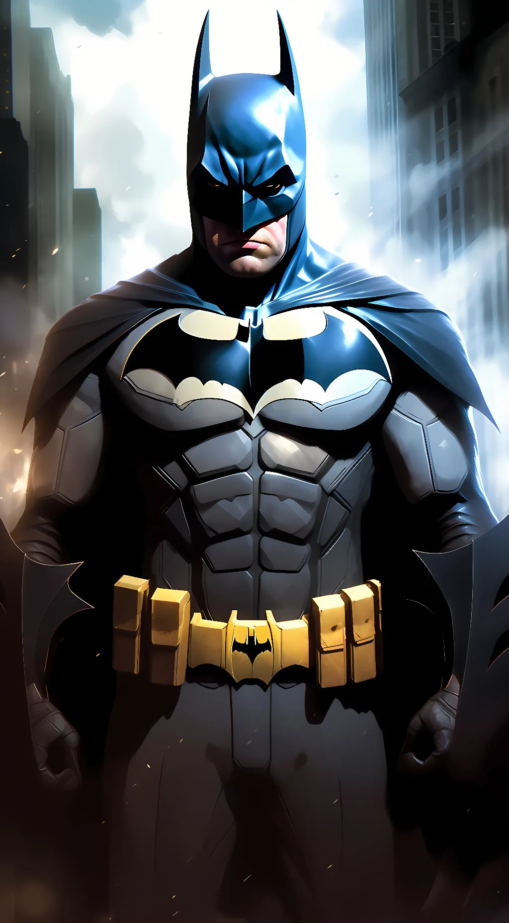 ai character: Arkham Batman  background